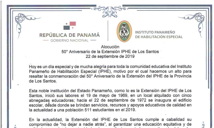 50° Aniversario de la Extensión IPHE de Los Santos