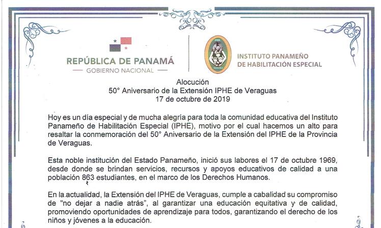 50° Aniversario de la Extensión IPHE de Veraguas