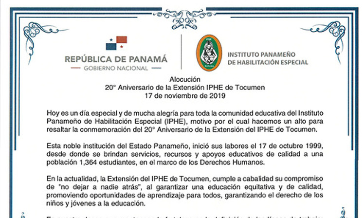 Aniversario de la Extensión IPHE Tocumen 