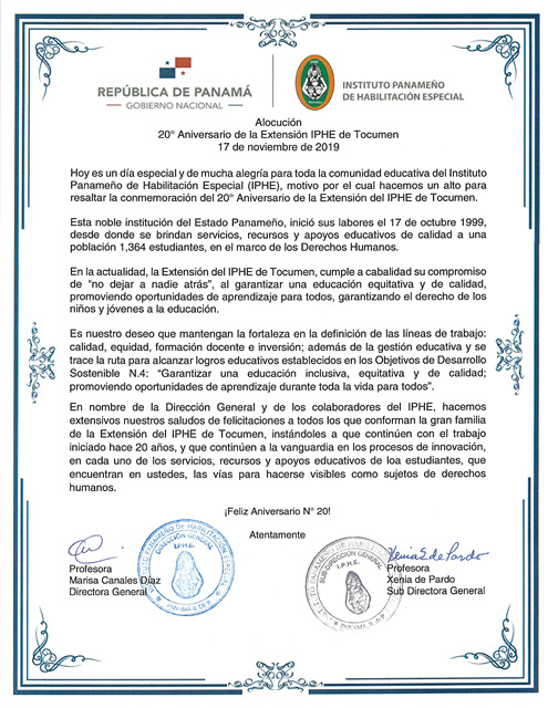 Aniversario de la Extensión IPHE Tocumen 
