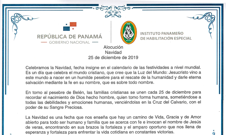 ALOCUCIÓN NAVIDAD 2019