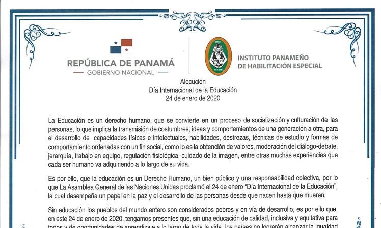 Alocución Día Internacional de la Educación
