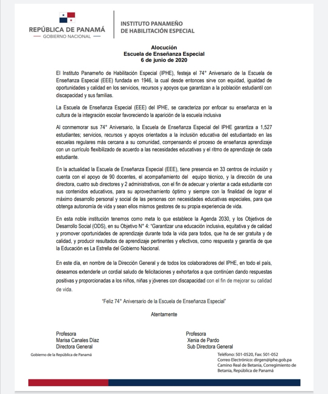 Alocución Escuela de Enseñanza Especial