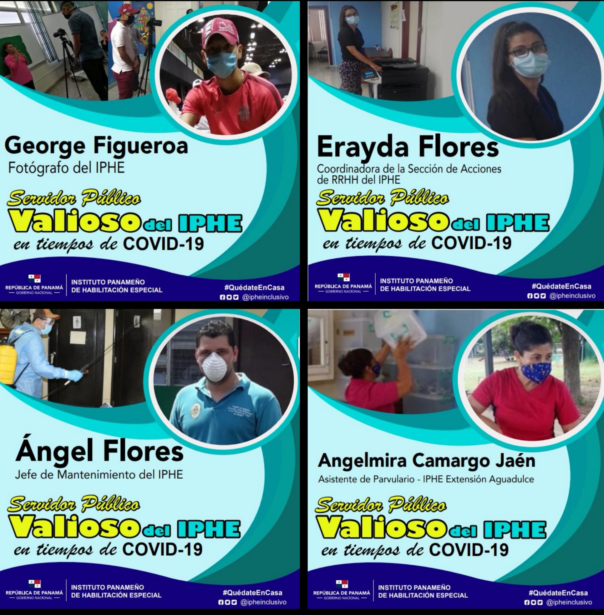 Cuatro funcionarios del IPHE, comprometidos con la institución son distinguidos como “Servidores Públicos Valiosos en tiempos de Covid 19”.