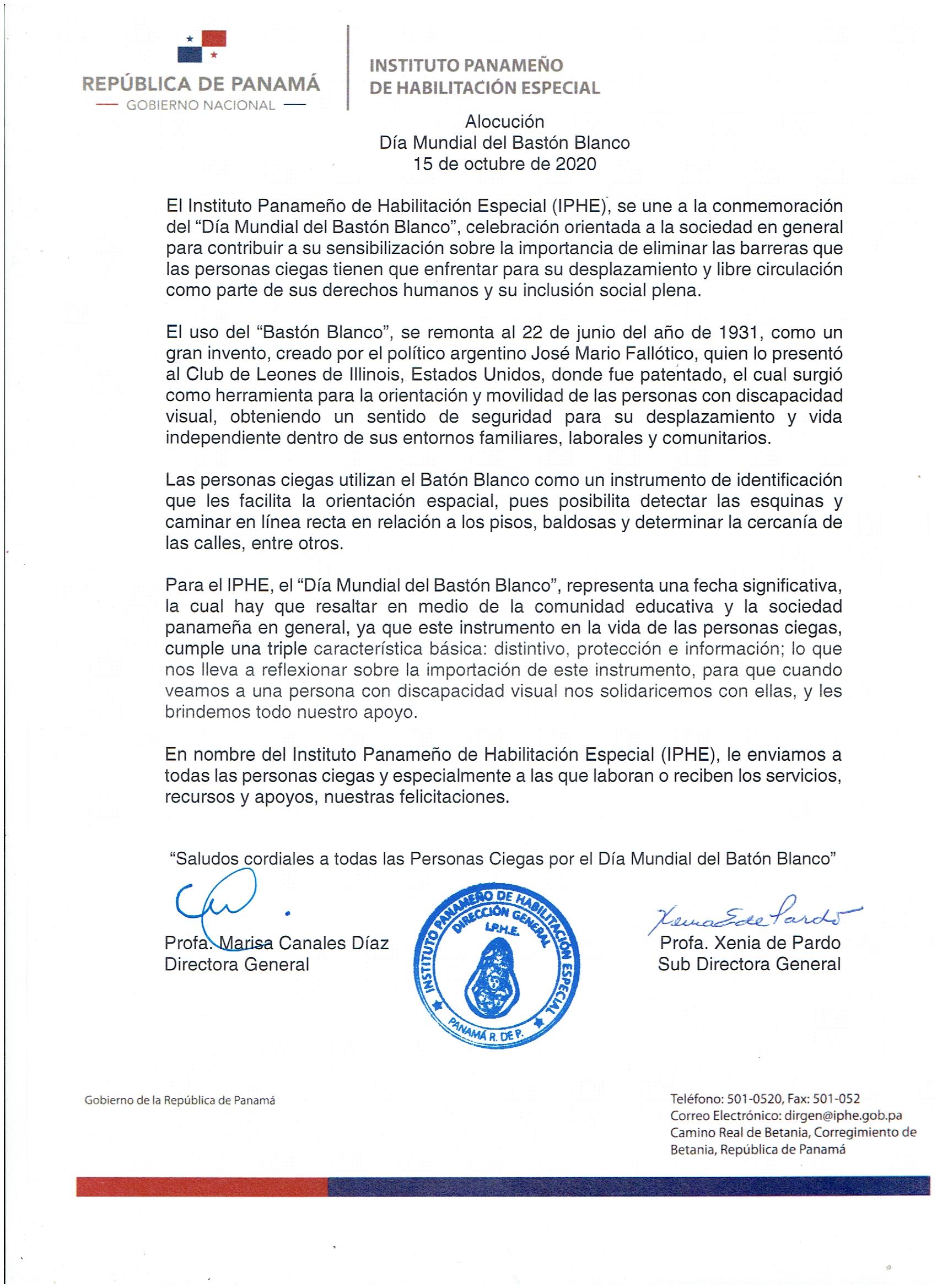 Día Mundial del Bastón Blanco 15 de octubre de 2020