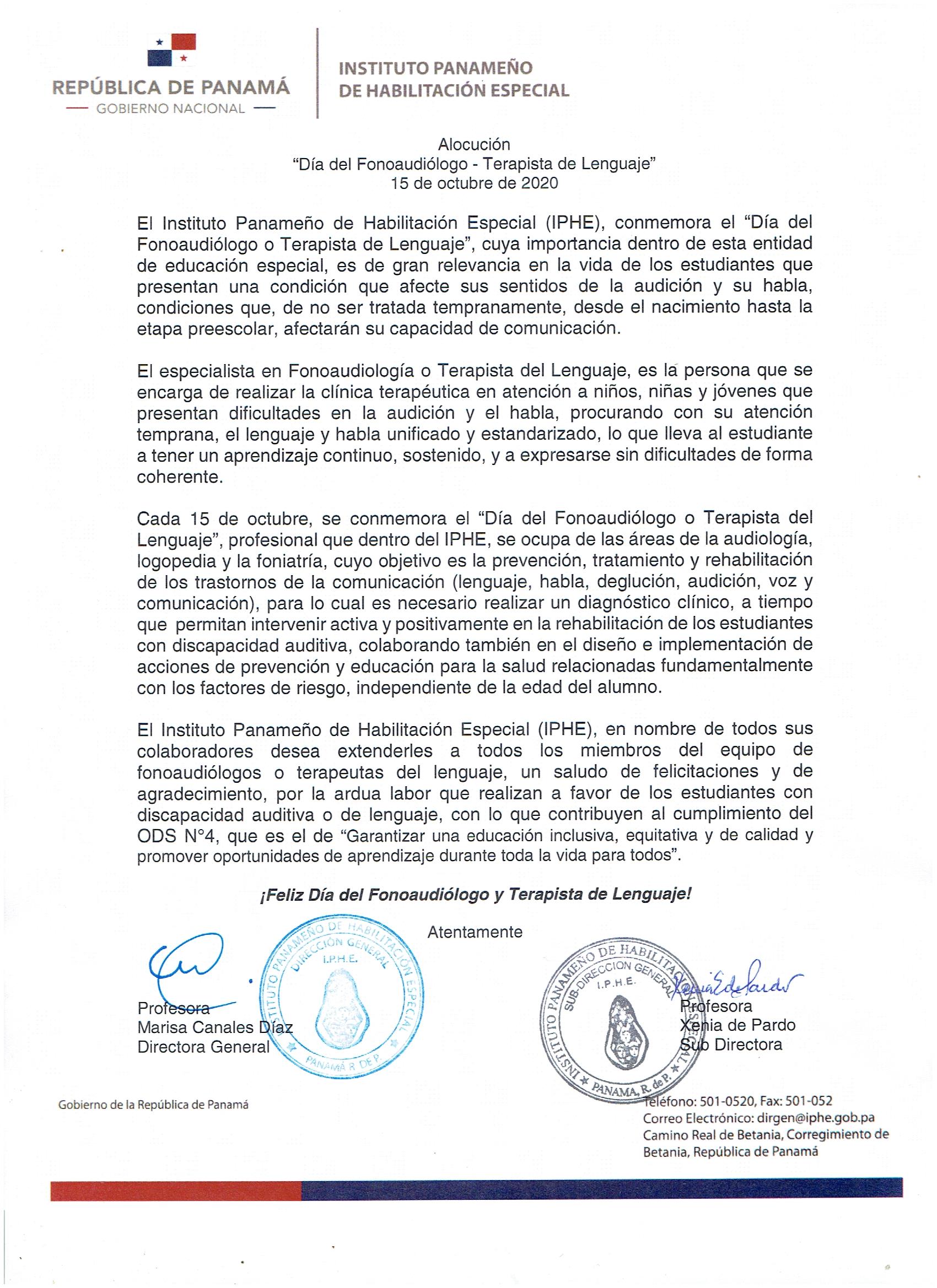 Día del Fonoaudiólogo-Terapista del Lenguaje 15 de octubre de 2020