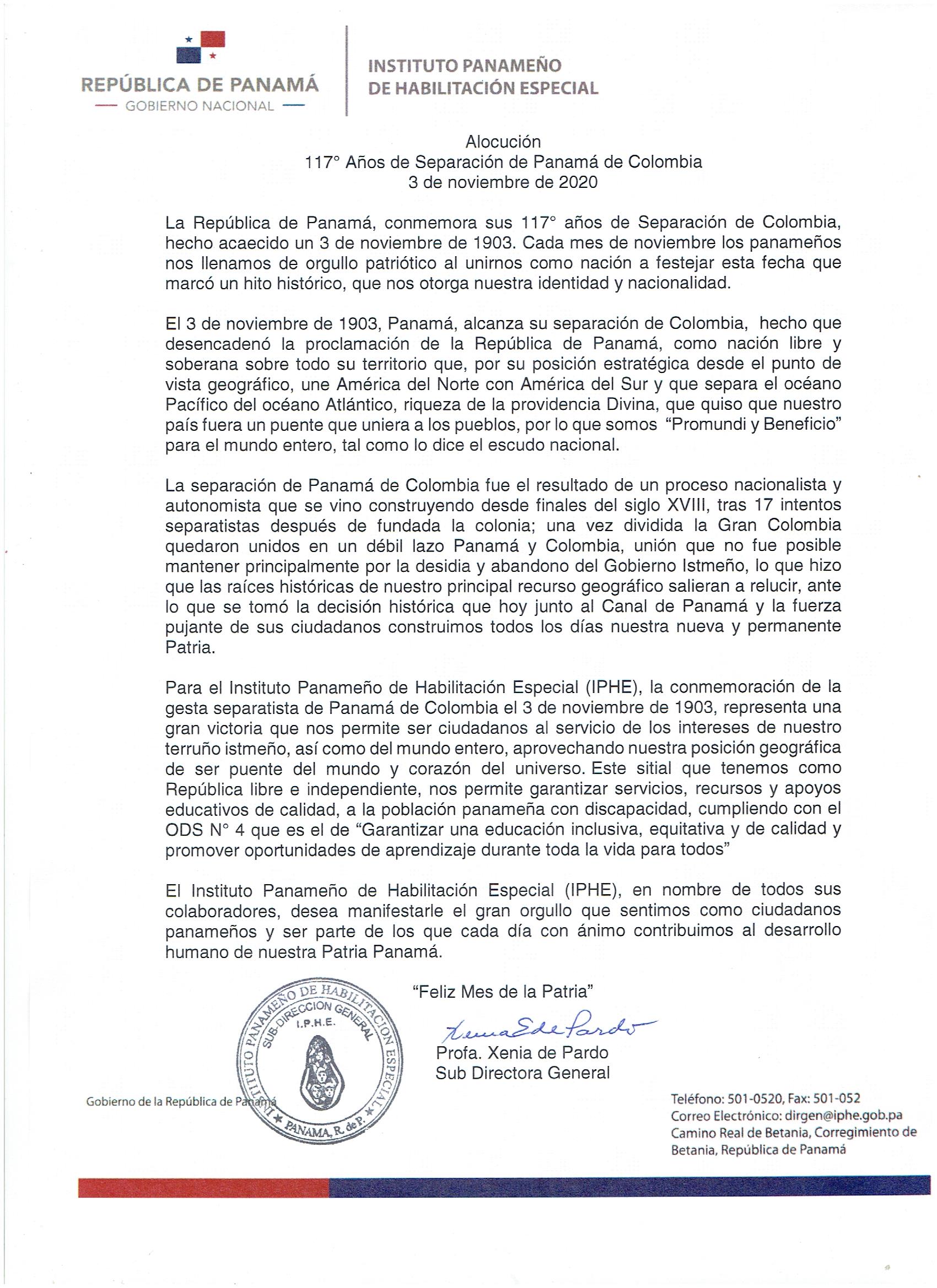 117 Años de Separación de Panamá de Colombia 3 de Noviembre