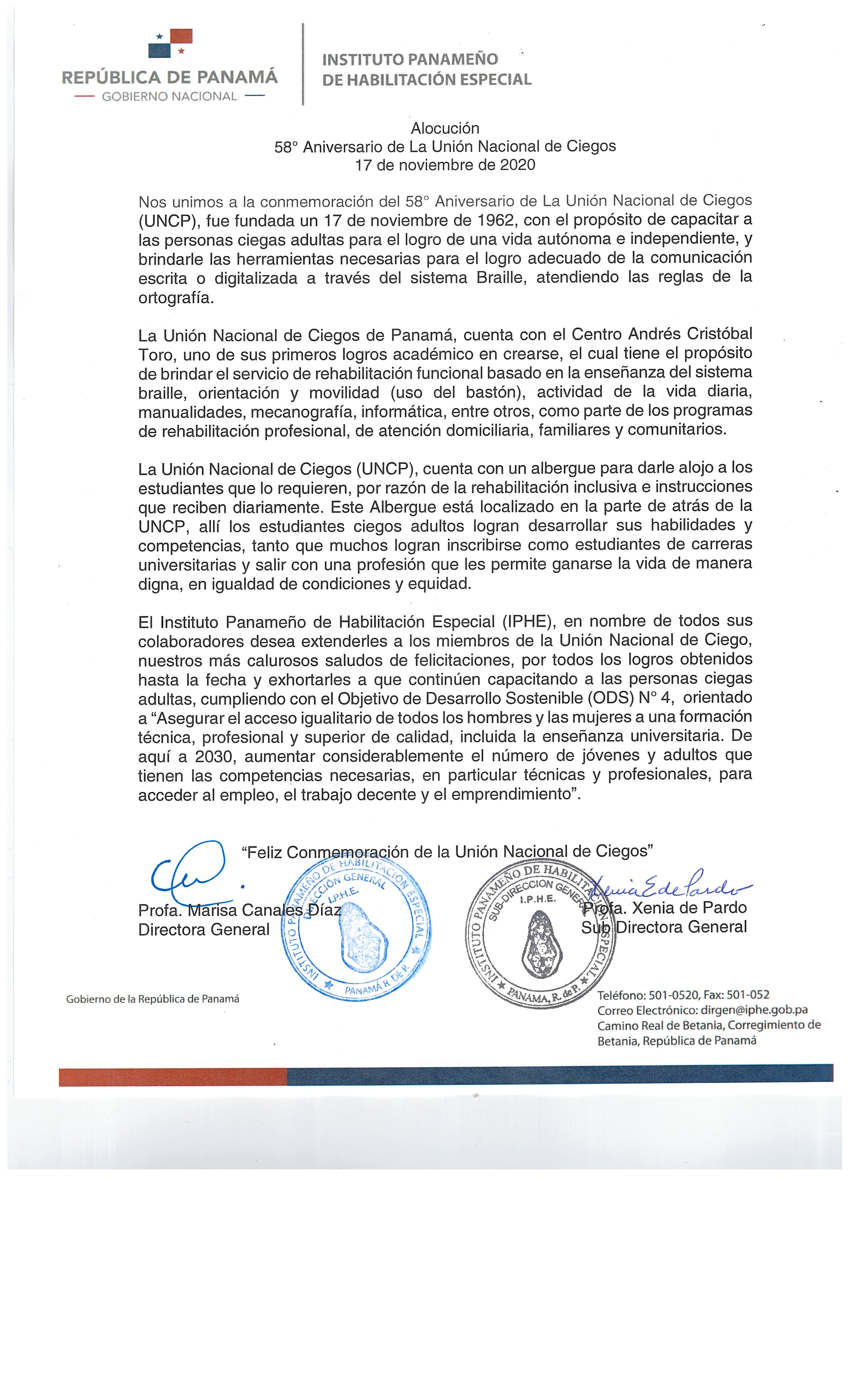 58º Aniversario de la Unión Nacional de Ciegos 