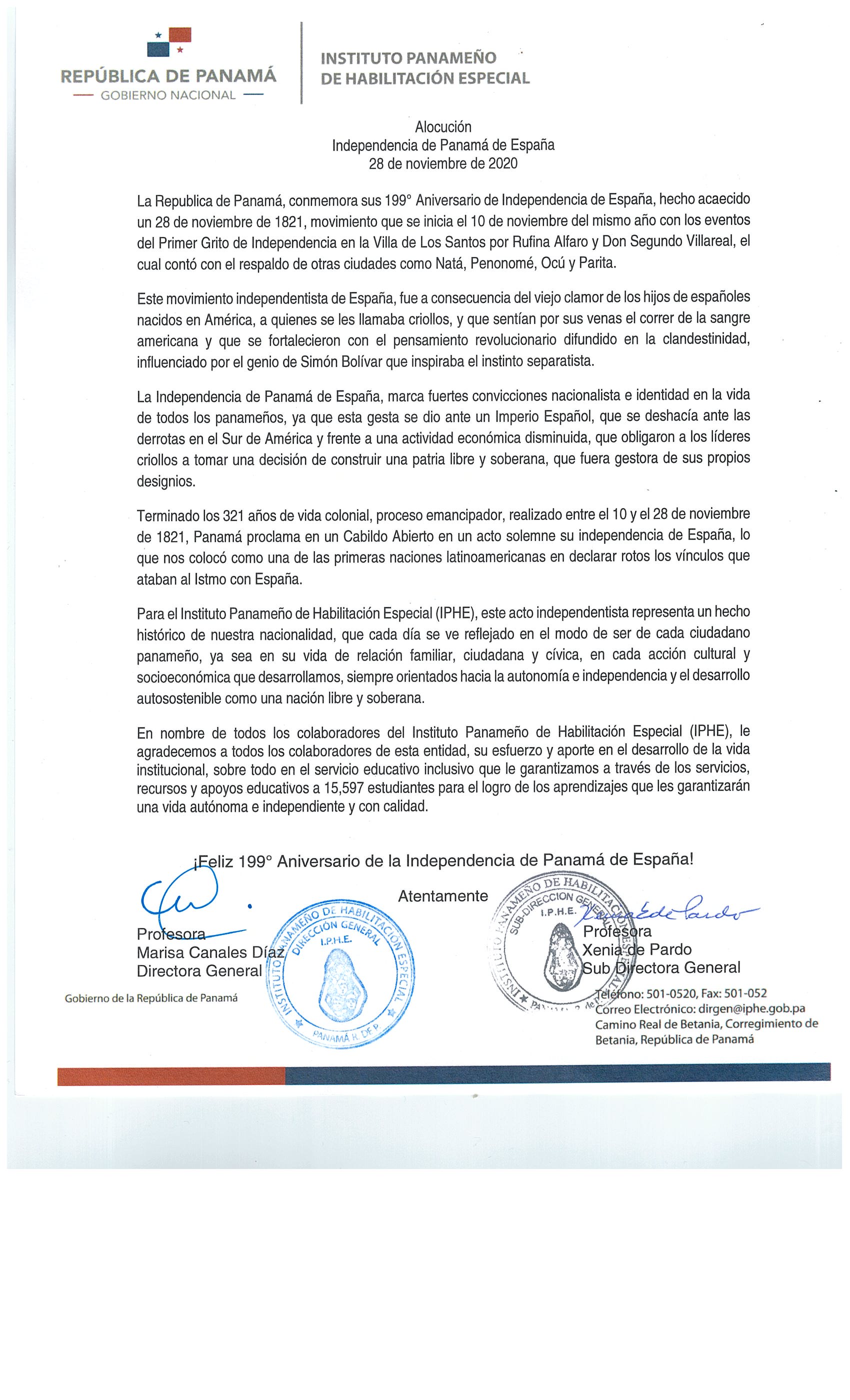Independencia de Panamá de España 