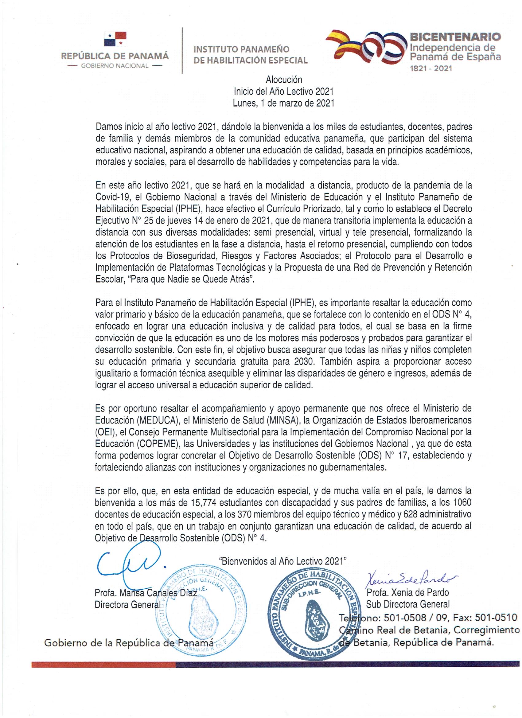 Inicio del Año Lectivo 2021