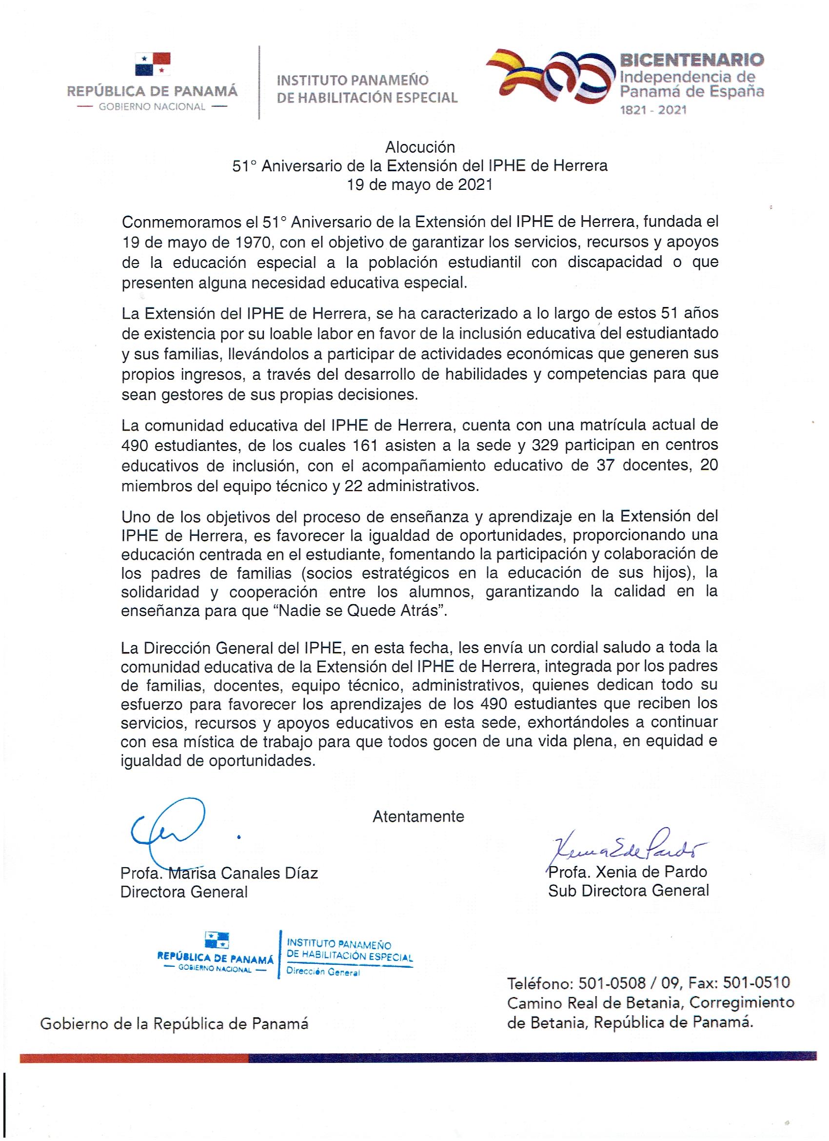 51º Aniversario de la Extensión del IPHE de Herrera 