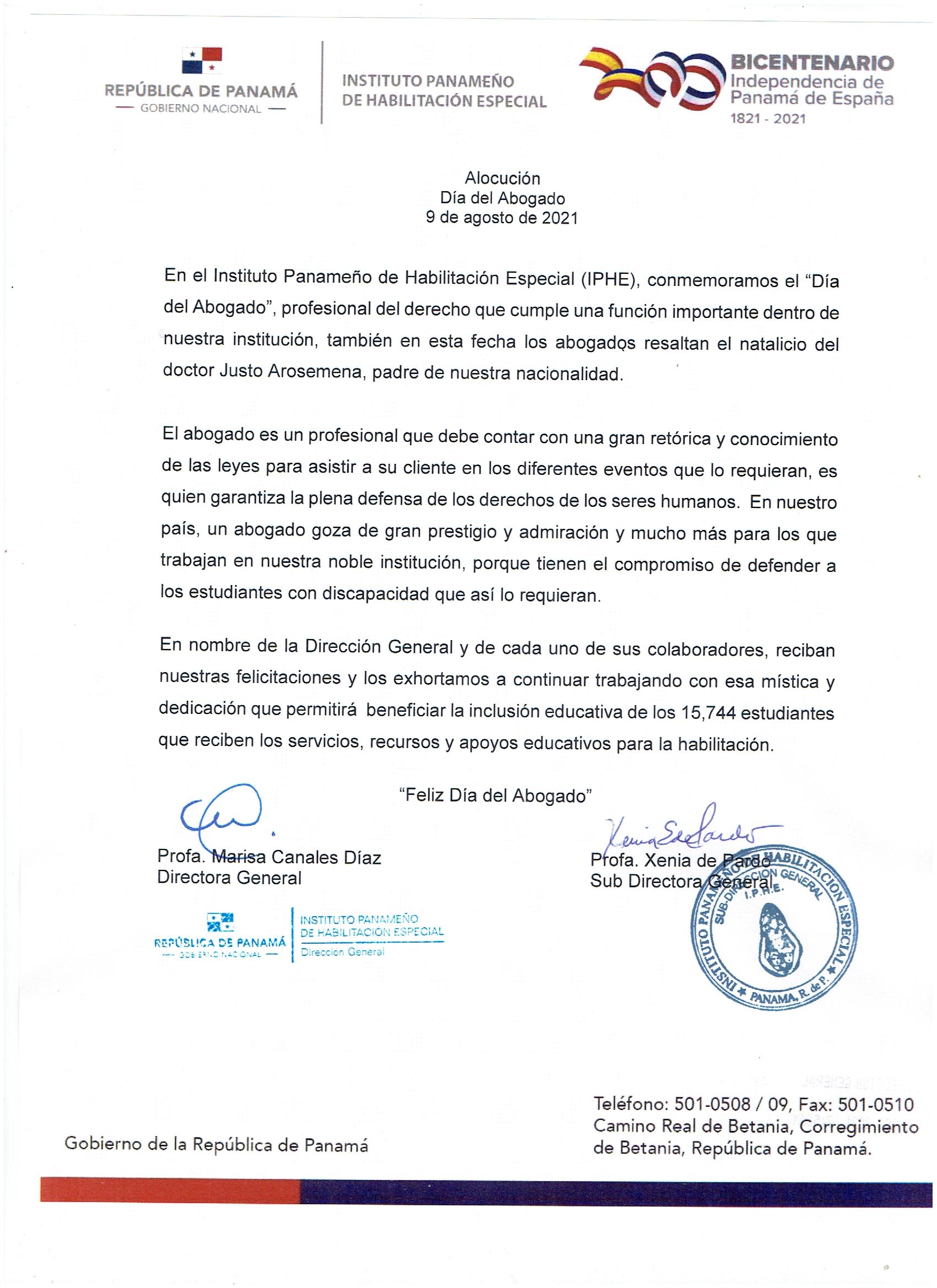 Alocución Día del Abogado