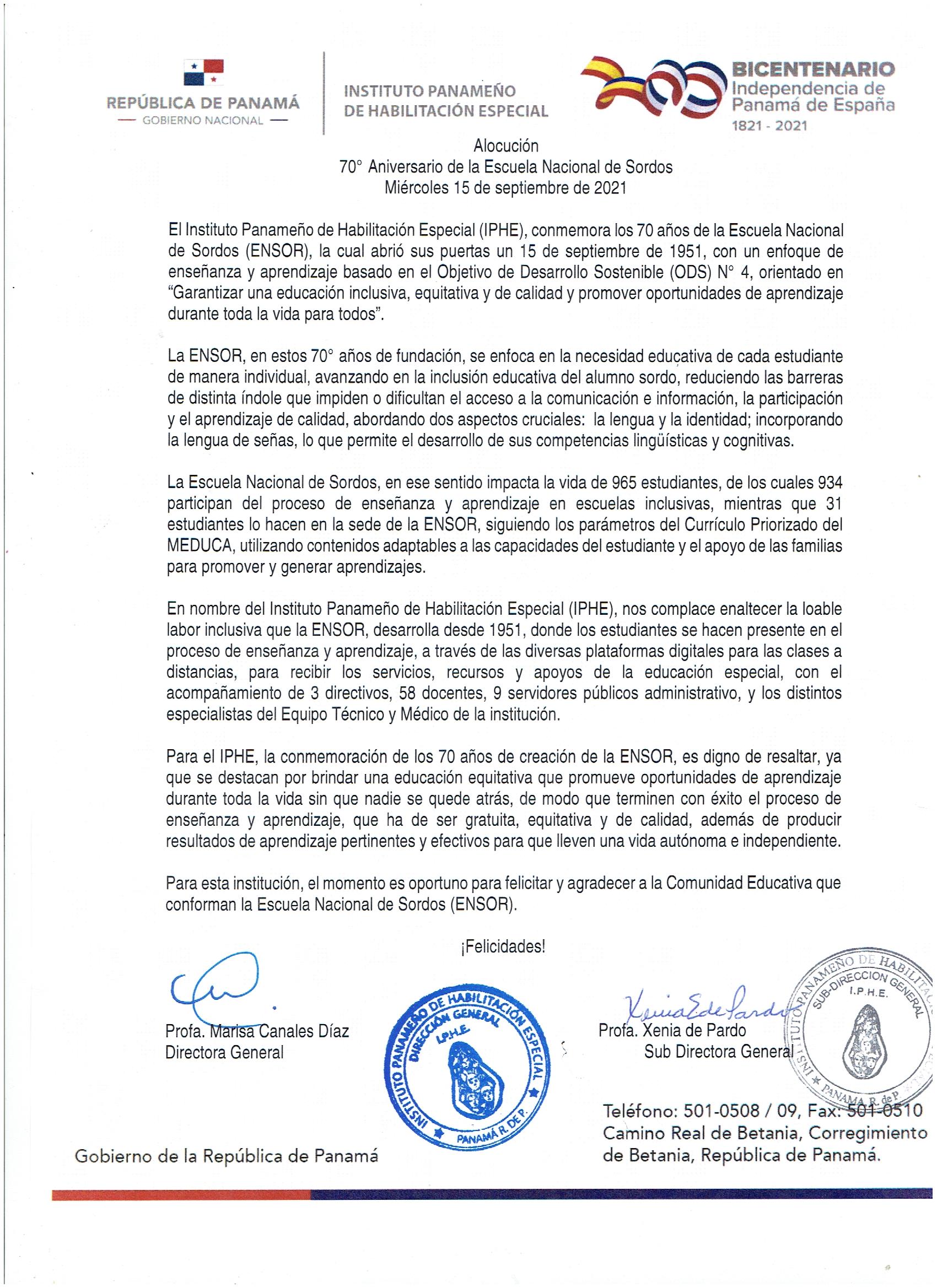 70º Aniversario de la Escuela Nacional de Sordos