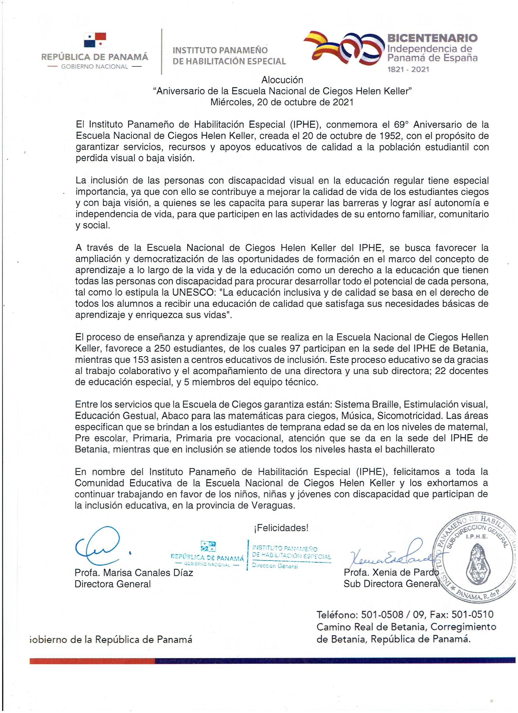 Aniversario de la Escuela Nacional de Ciegos Helen Keller 