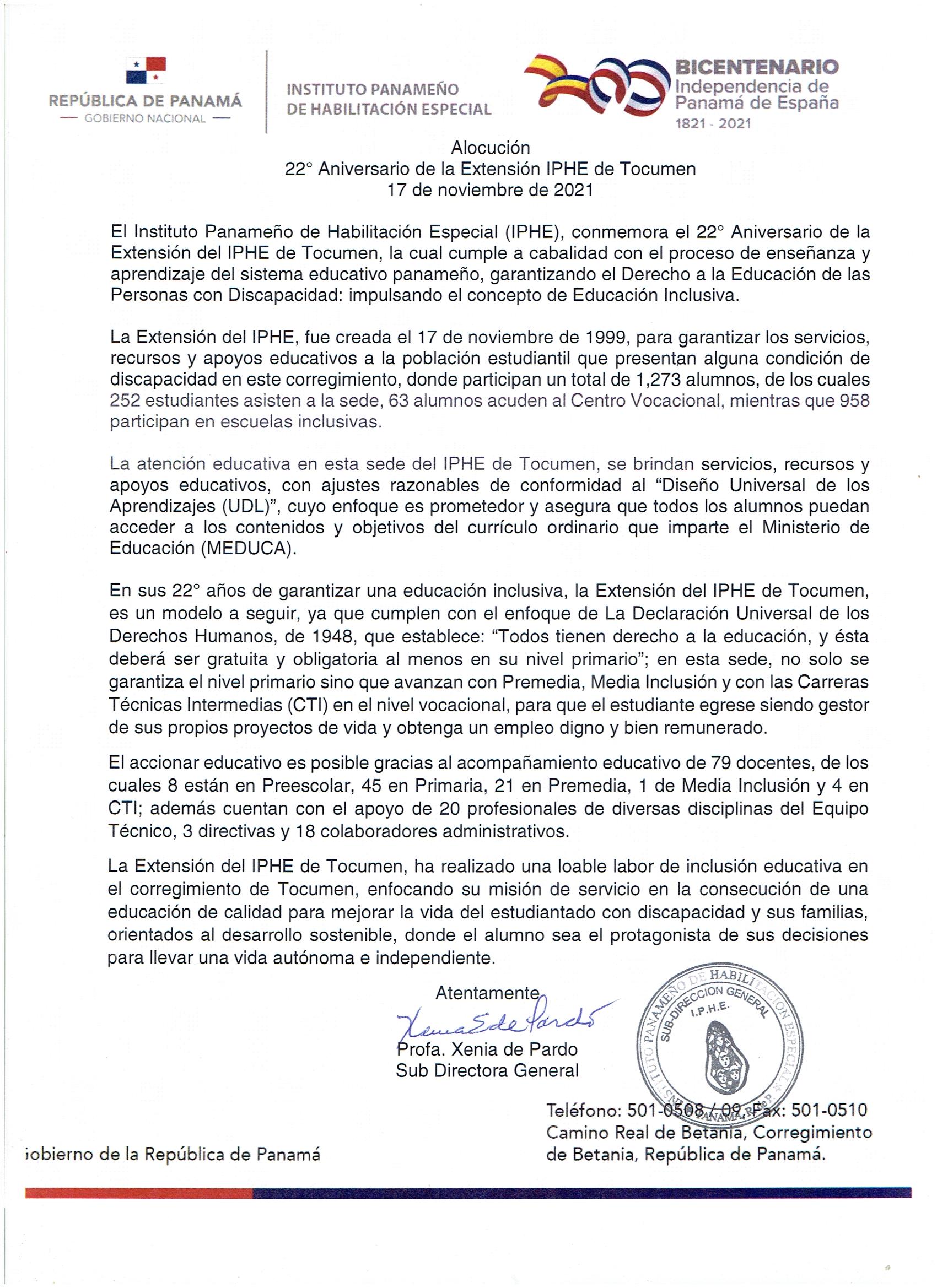 22º Aniversario de la Exención IPHE de Tocumen 