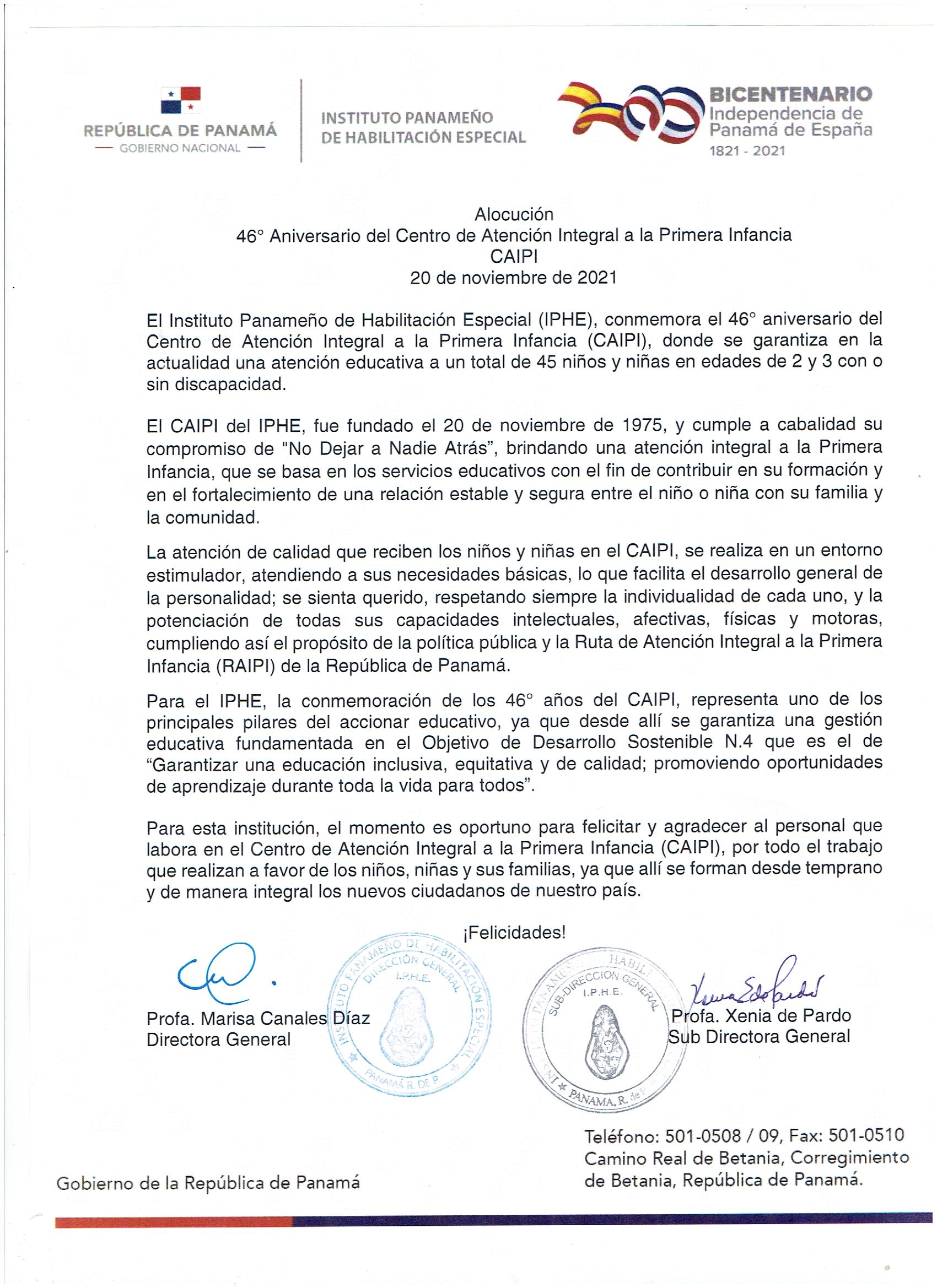 46º Aniversario del Centro de Atención  Integral a la Primera Infancia CAIPI