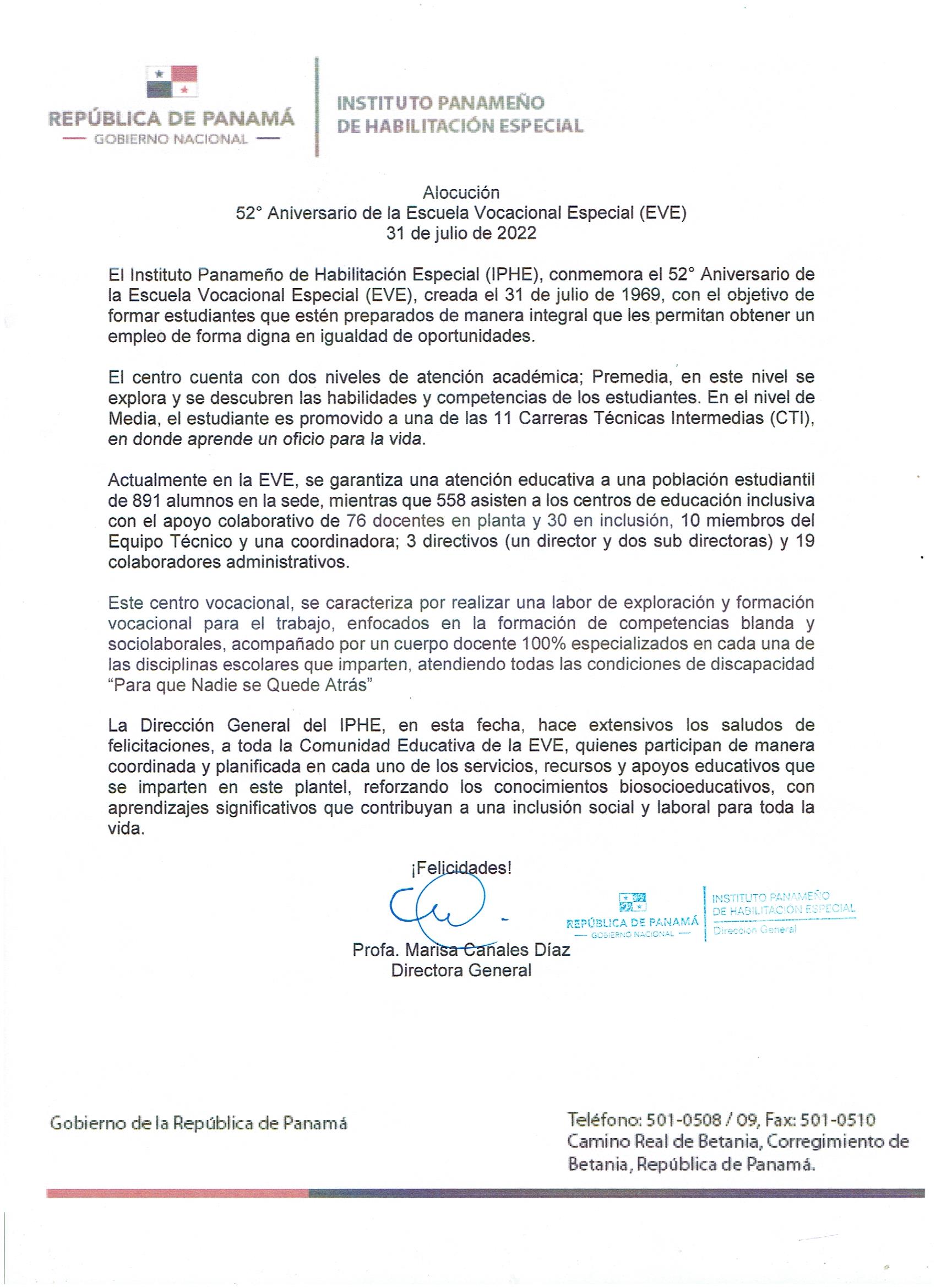52º Aniversario de la Escuela Vocacional Especial (EVE)