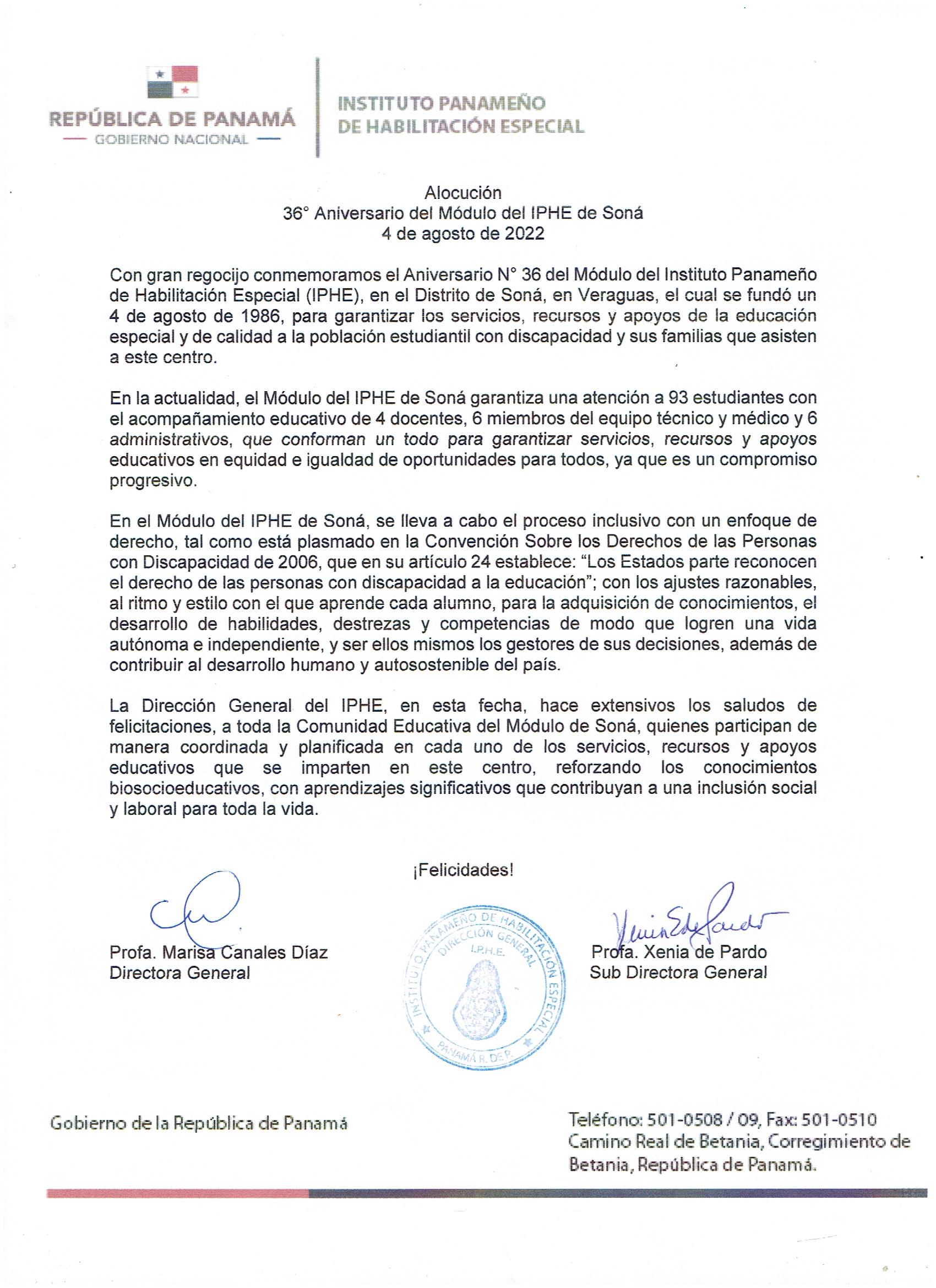 36º Aniversario del Modulo de Soná