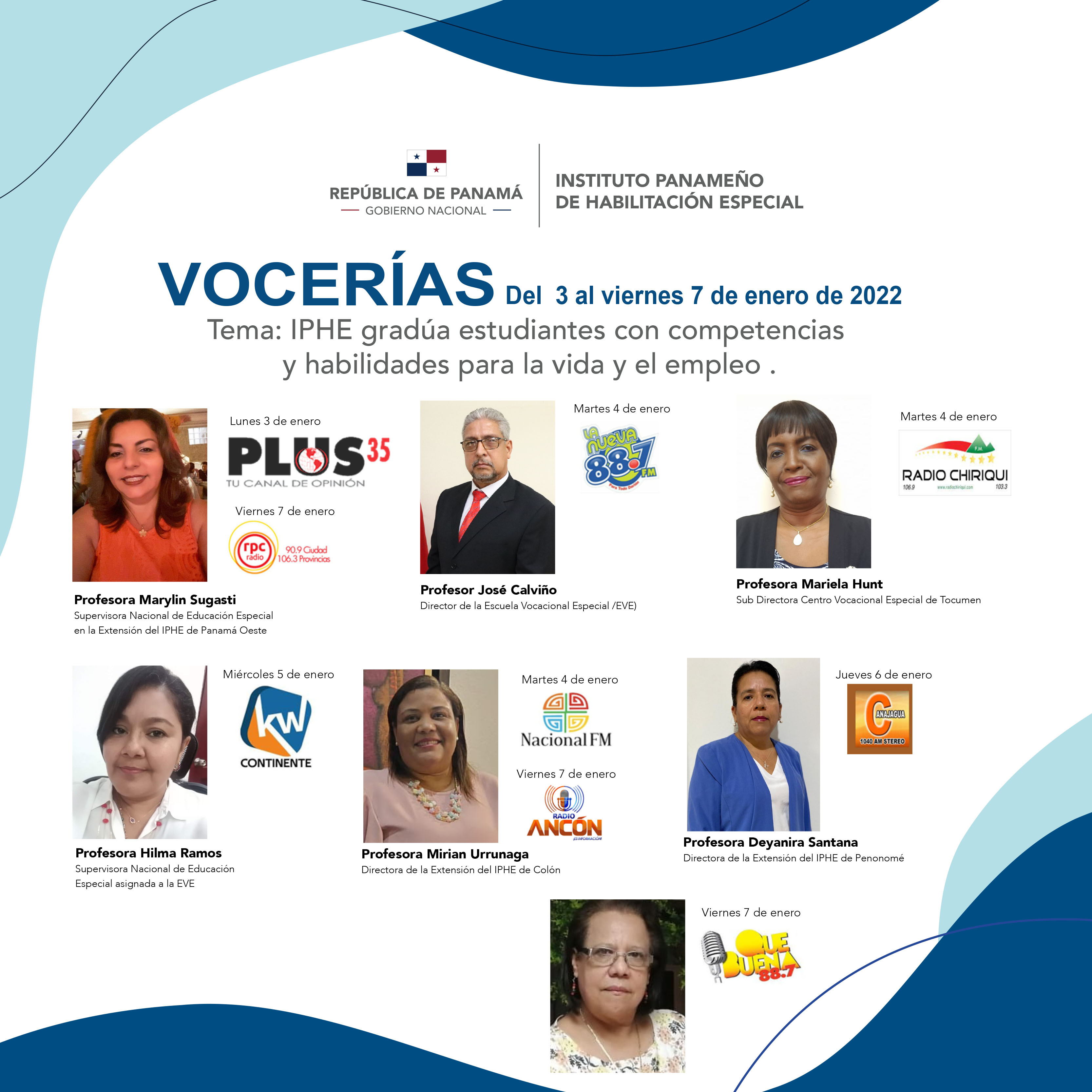 Vocerías del 3 al 6 de enero de 2022