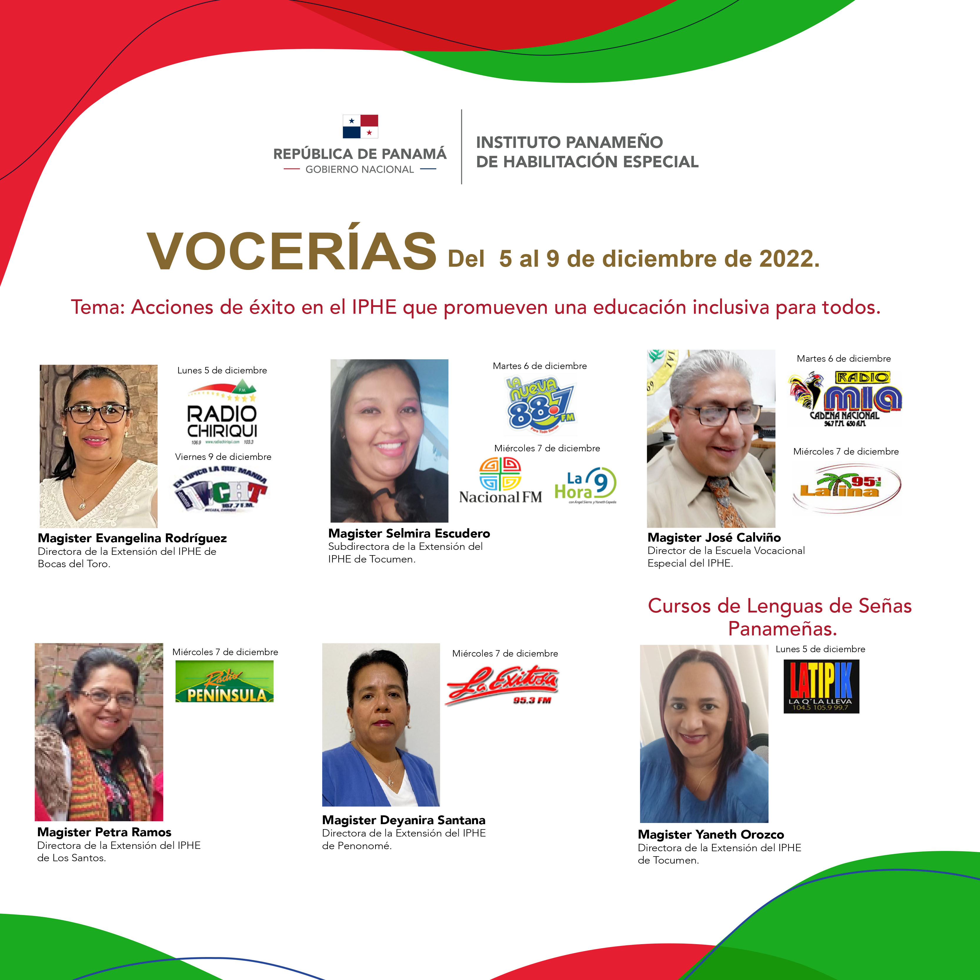 VOCERIAS  Del  5 AL 9 DE DICIEMBRE DE 2022