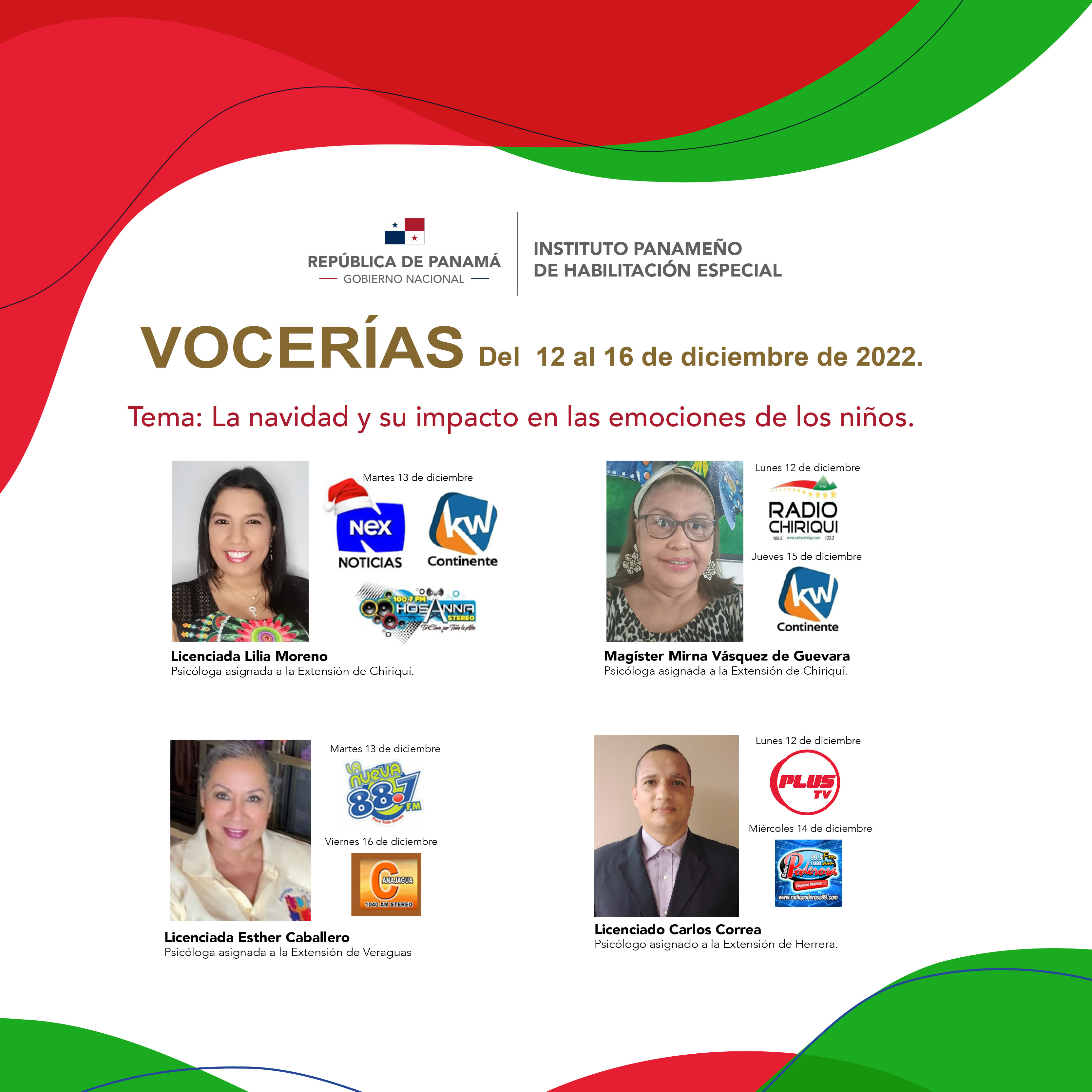 VOCERIAS  Del  Del  12 al 16 de diciembre de 2022.