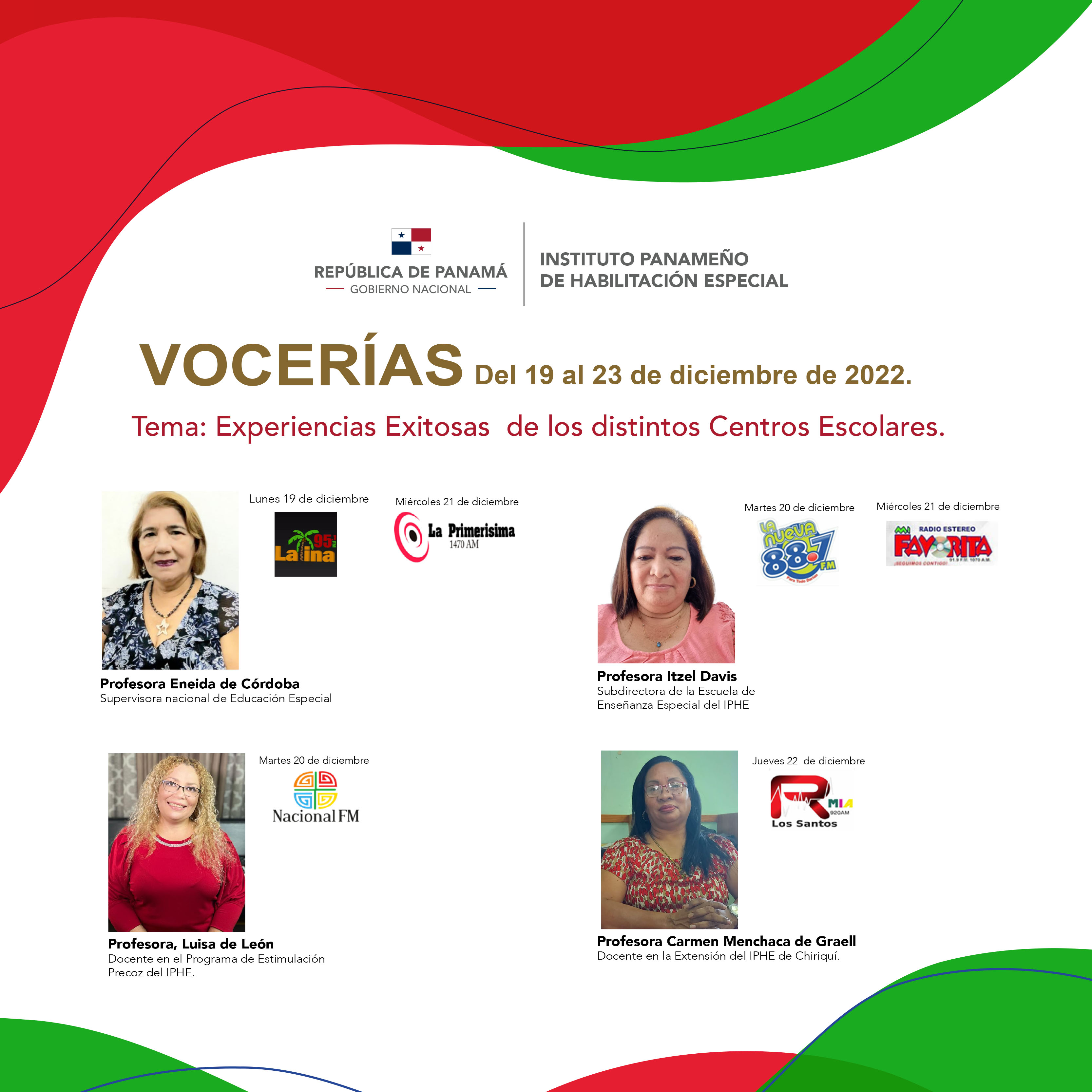 VOCERIAS  Del 19 al 23 de diciembre de 2022.