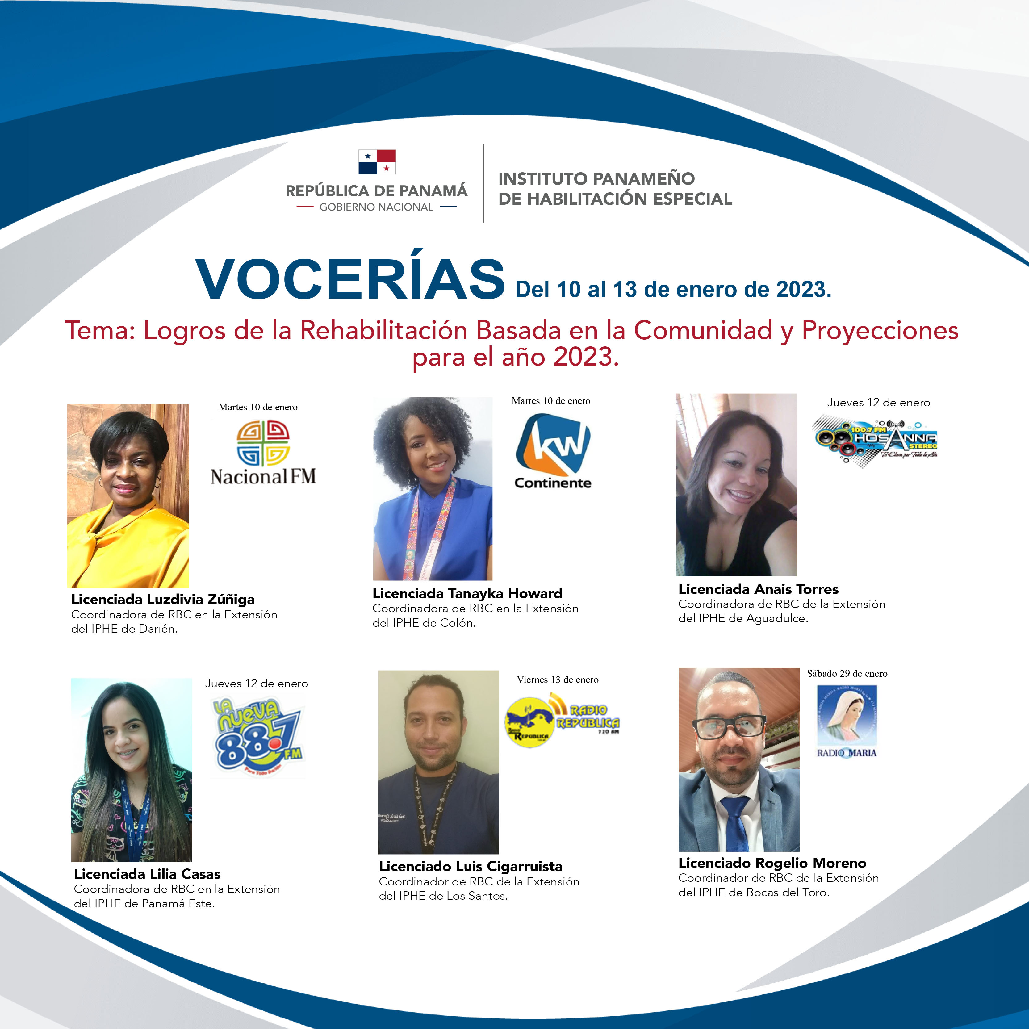 VOCERIAS  Del 10 al 13 de enero de 2023.
