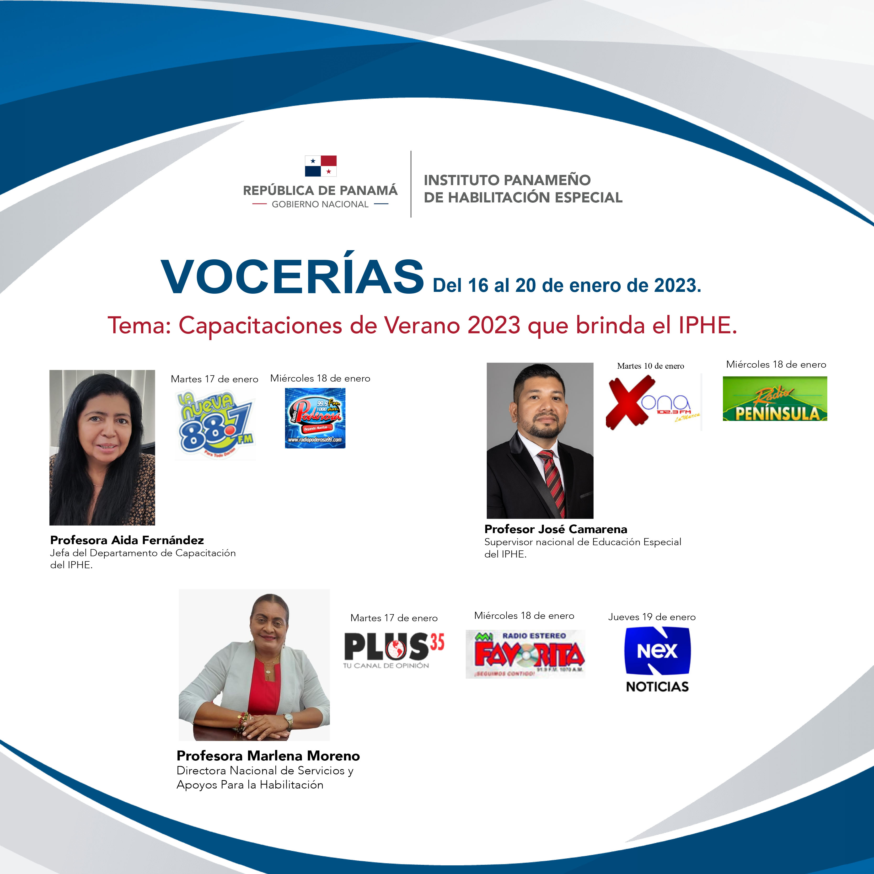 VOCERIAS  Del 16 al 20 de enero de 2023.