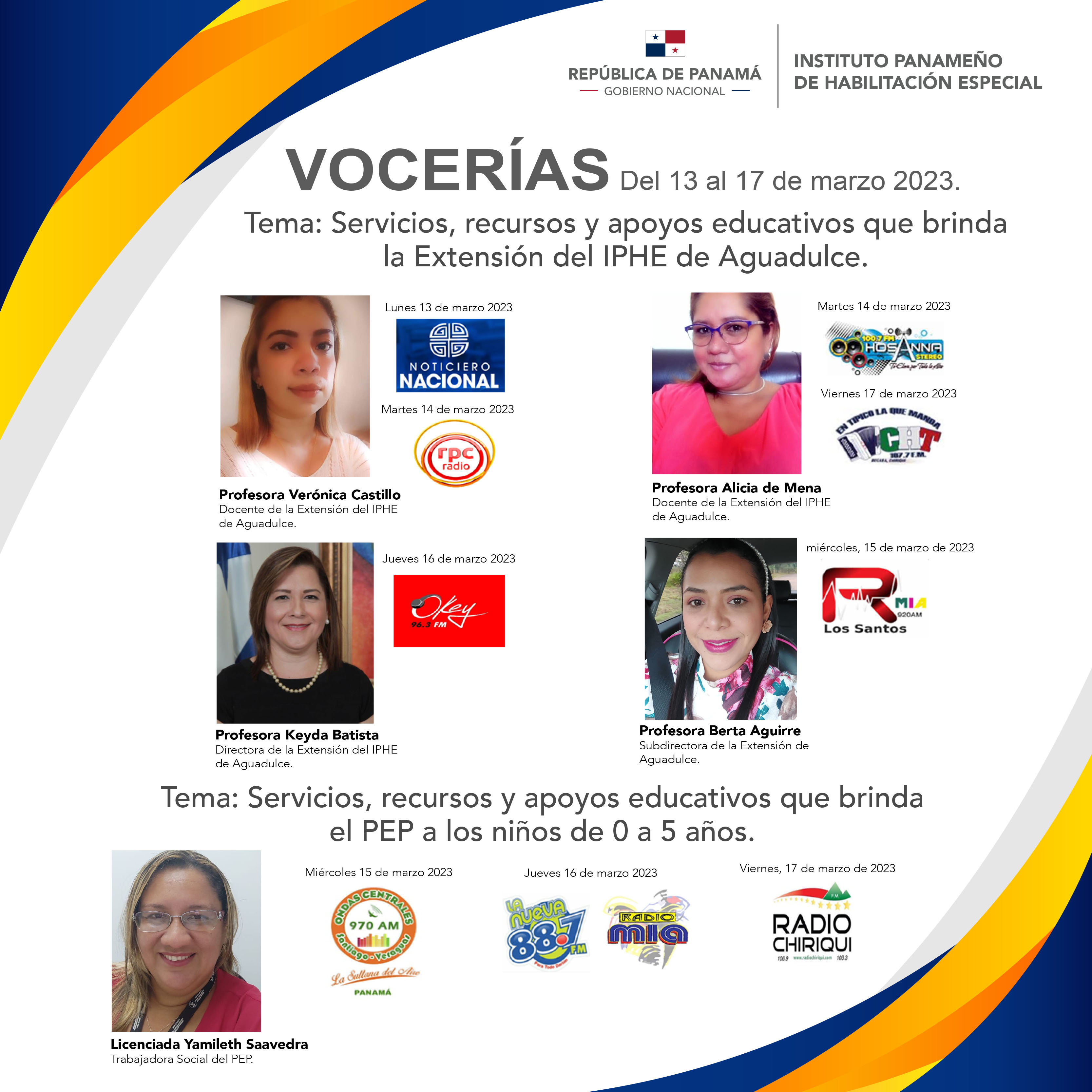 Vocerias Del 13 al 17 de marzo 2023.