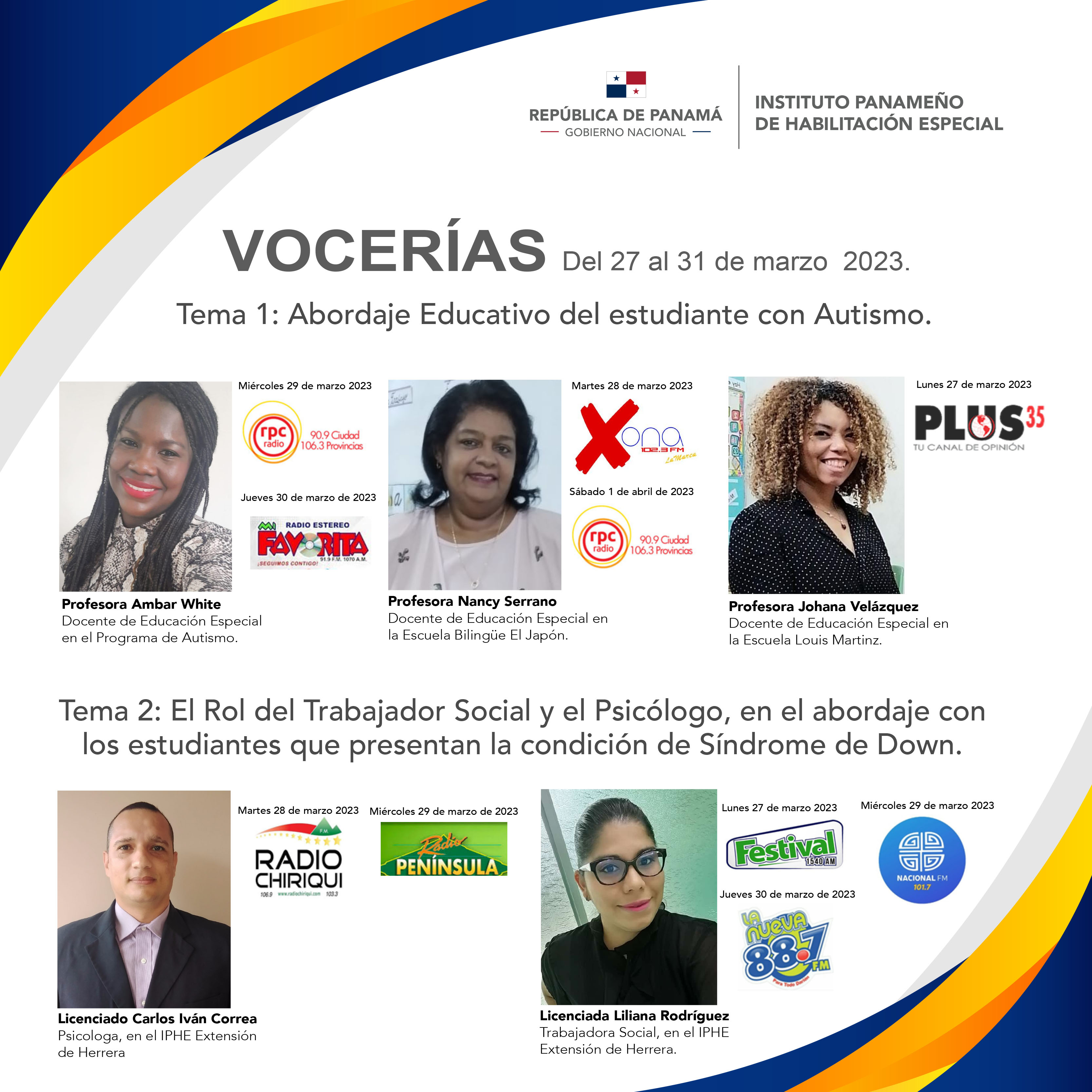 Vocerias Del 27 al 31 de marzo  2023.