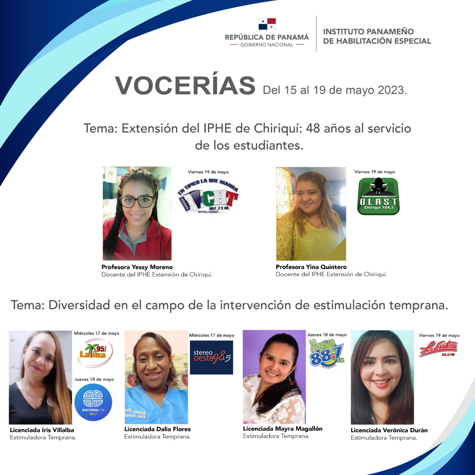 Vocerías del 15 al 19 de mayo de 2023