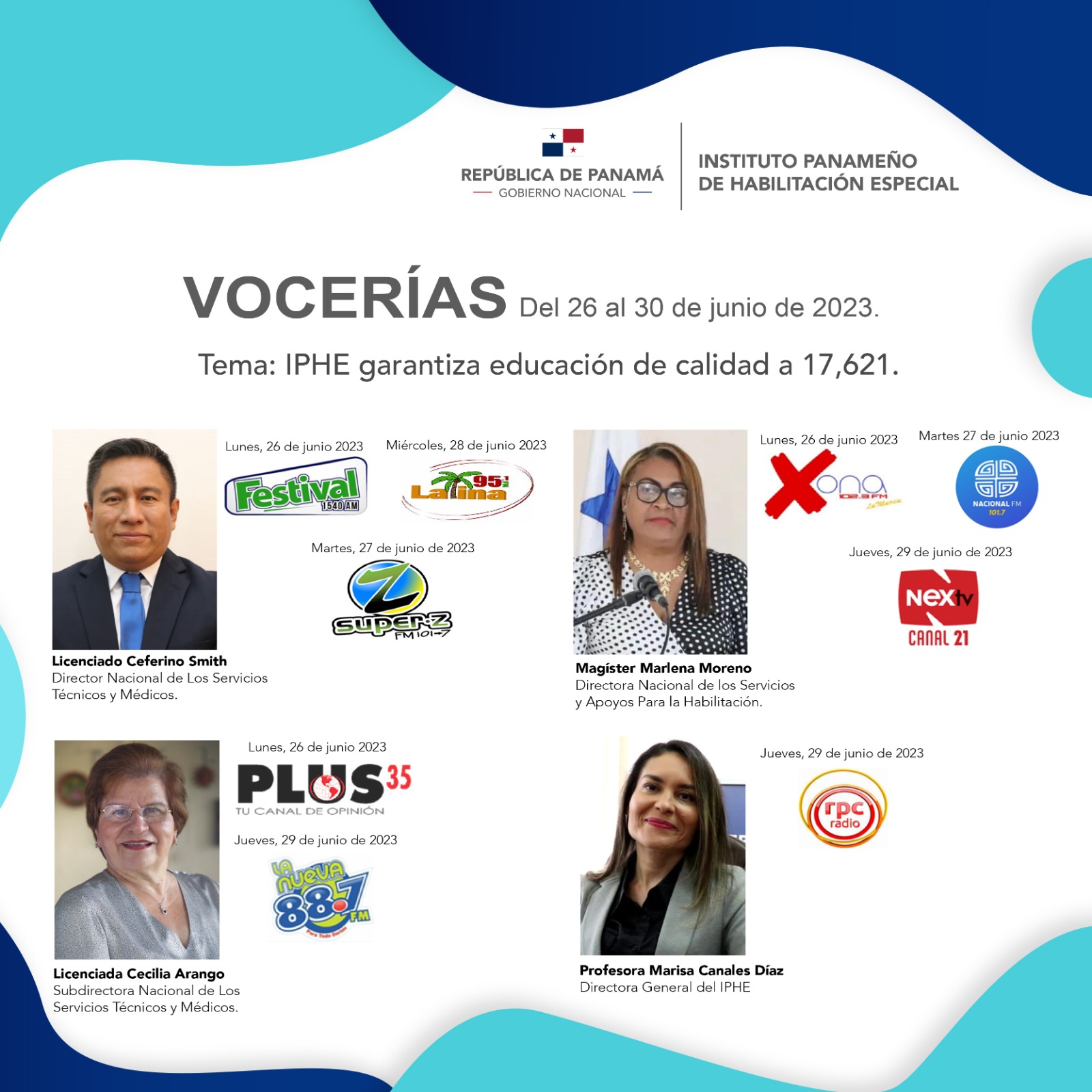 Vocerías del 26 al 30 de junio de 2023