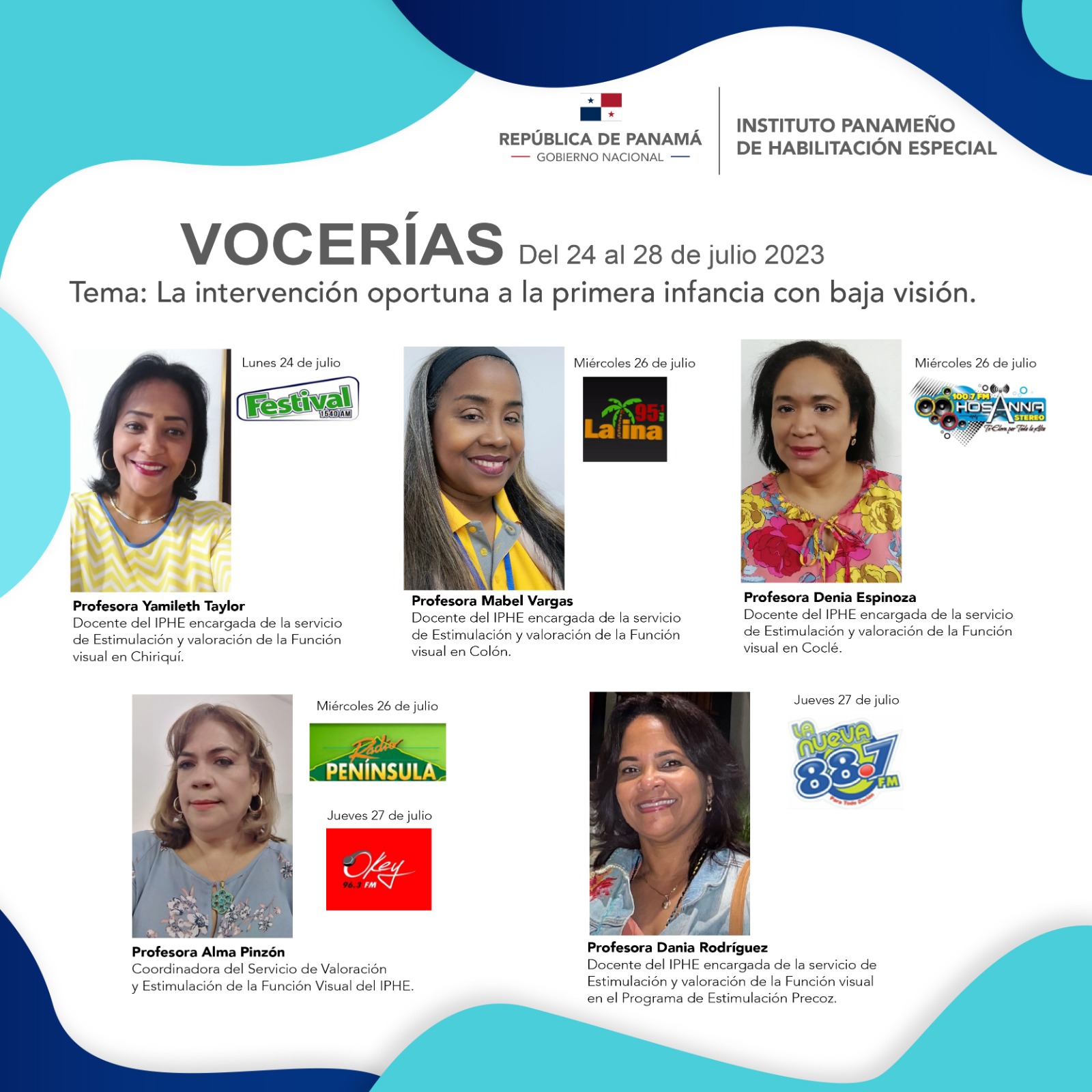 Vocerías del 24 al 28 de julio de 2023