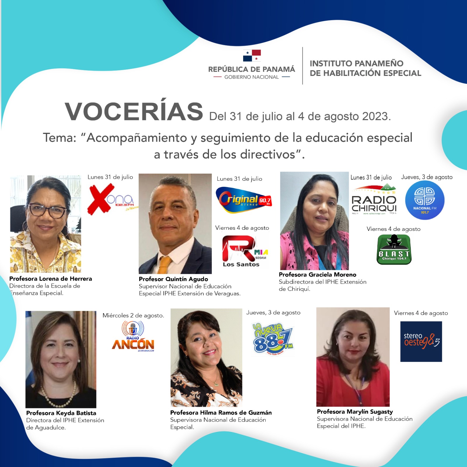 Vocerías del 31 de julio al 4 de agosto de 2023
