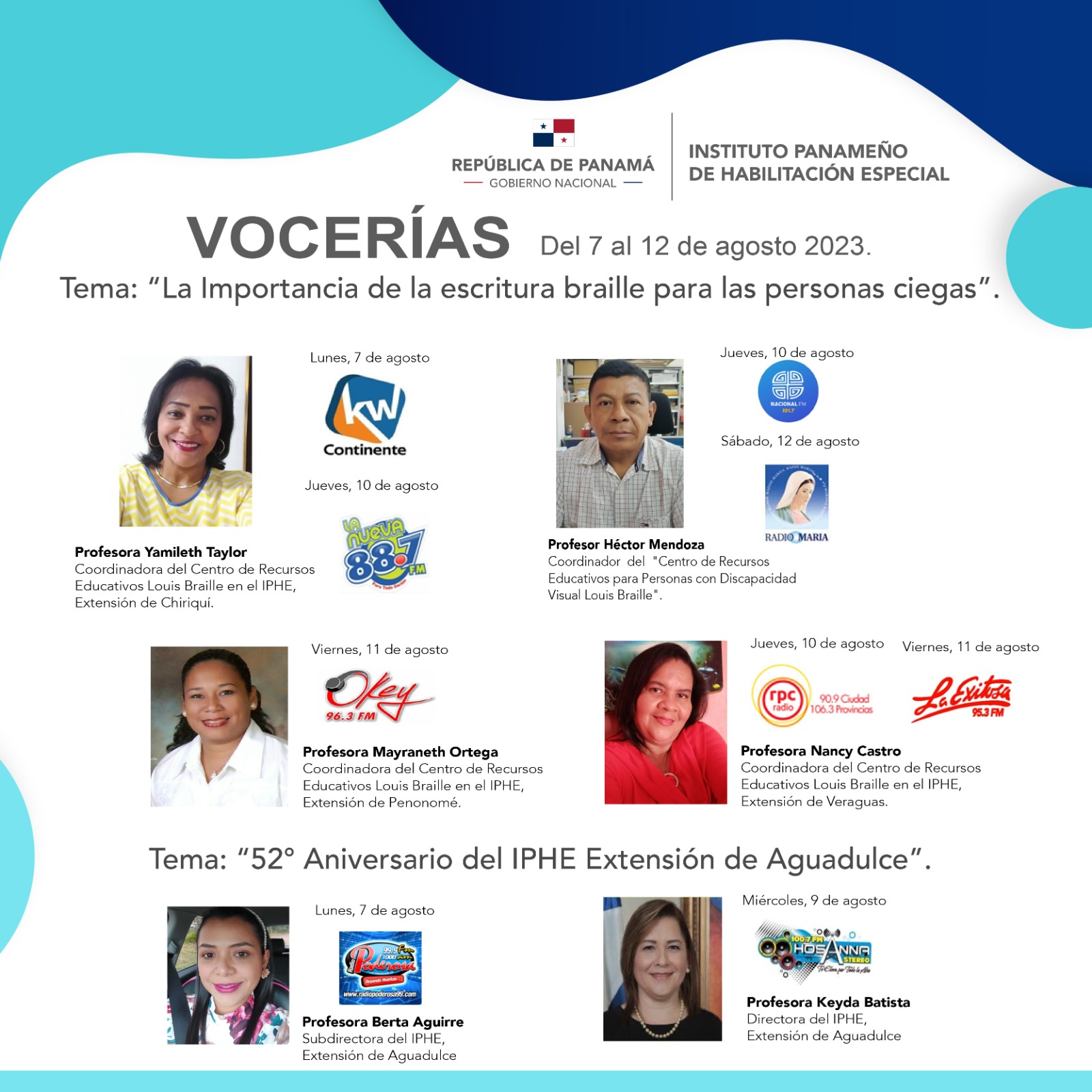 Vocerías del 7 al 12 de agosto de 2023