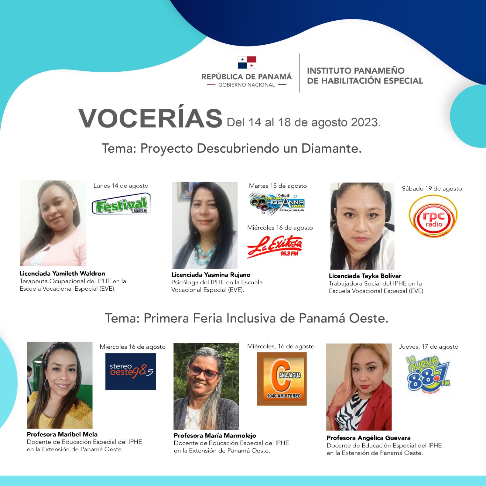 Vocerías del 14 al 18 de agosto de 2023