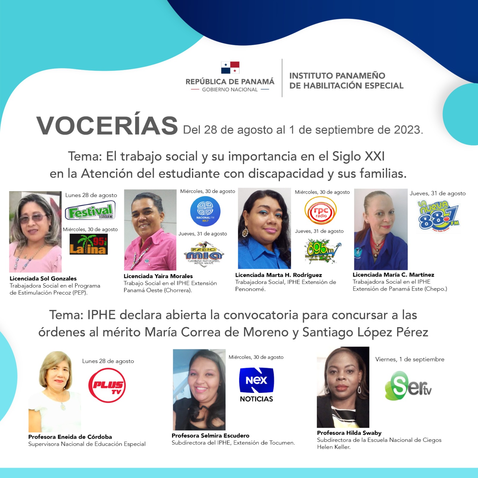 Vocerías del 28 de agosto al 1 de septiembre de 2023