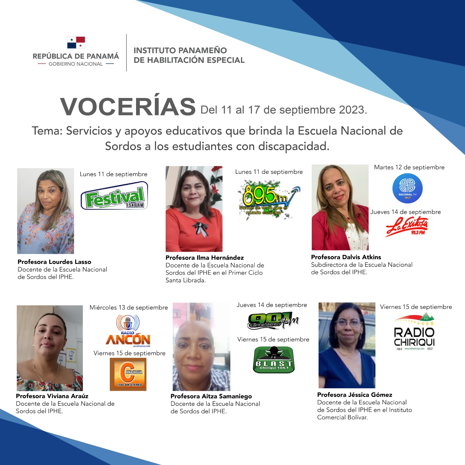 Vocerías del 11 al 17 de septiembre de 2023