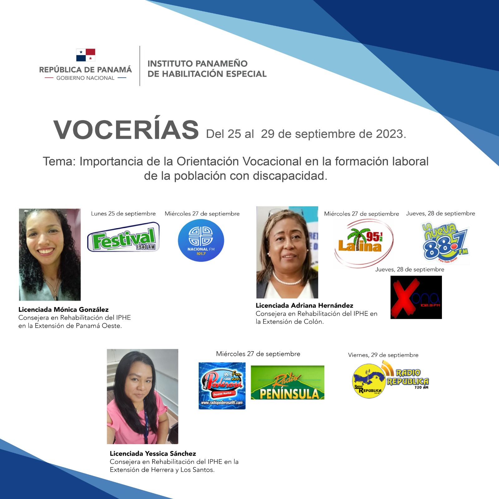 Vocerías del 25 al 29 de septiembre de 2023