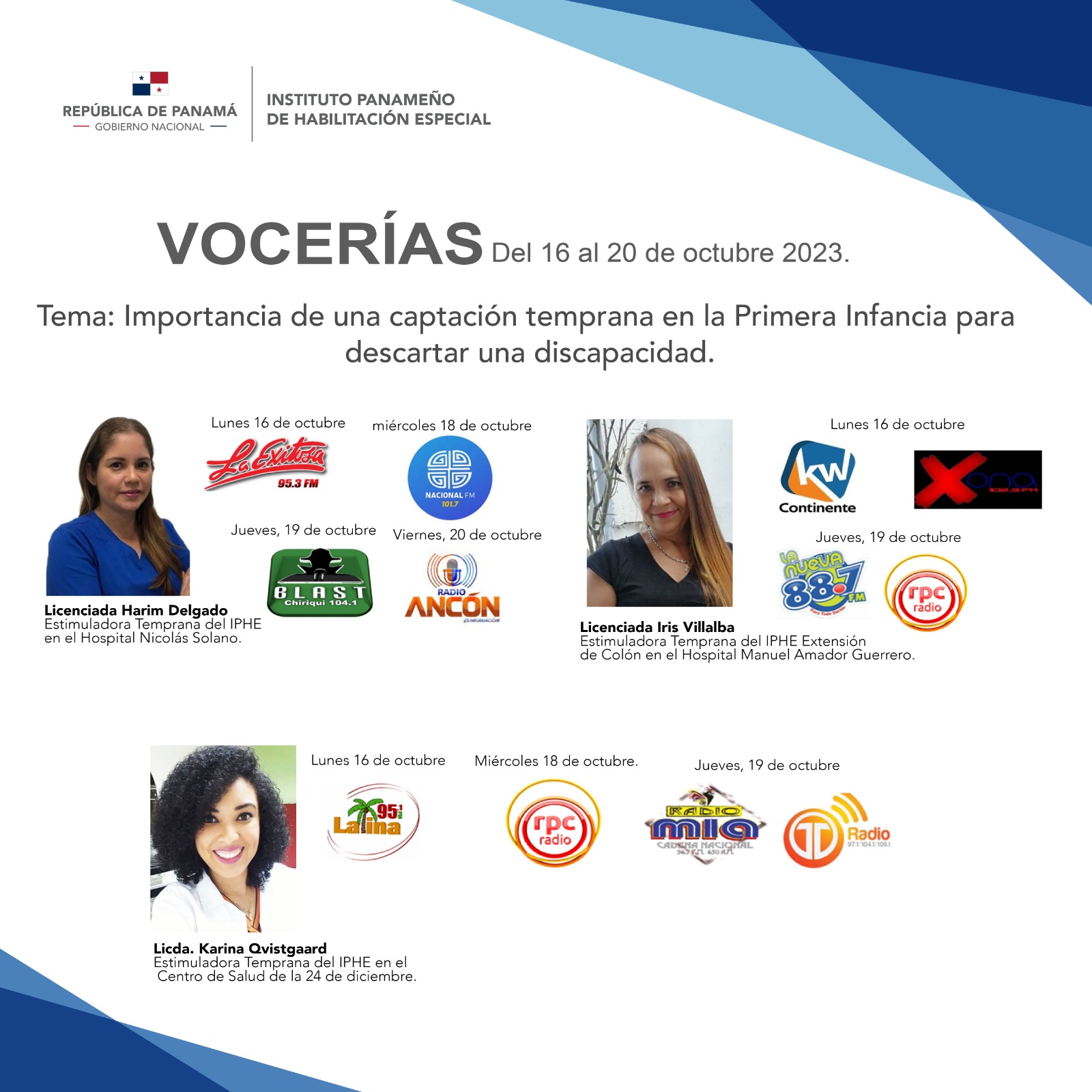 Vocerías del 16 al 20 de octubre de 2023