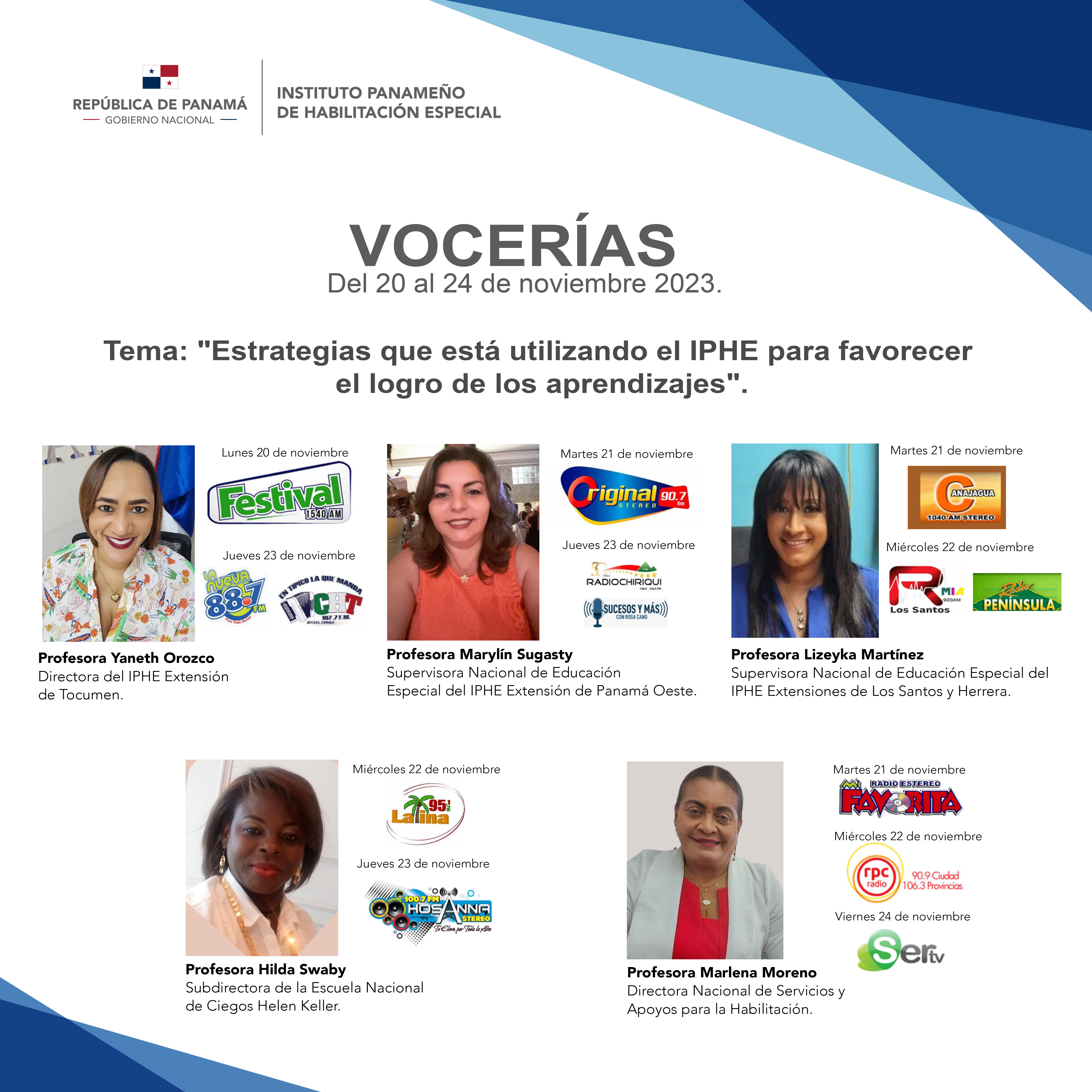 Vocerías del 20 al 24 de noviembre de 2023