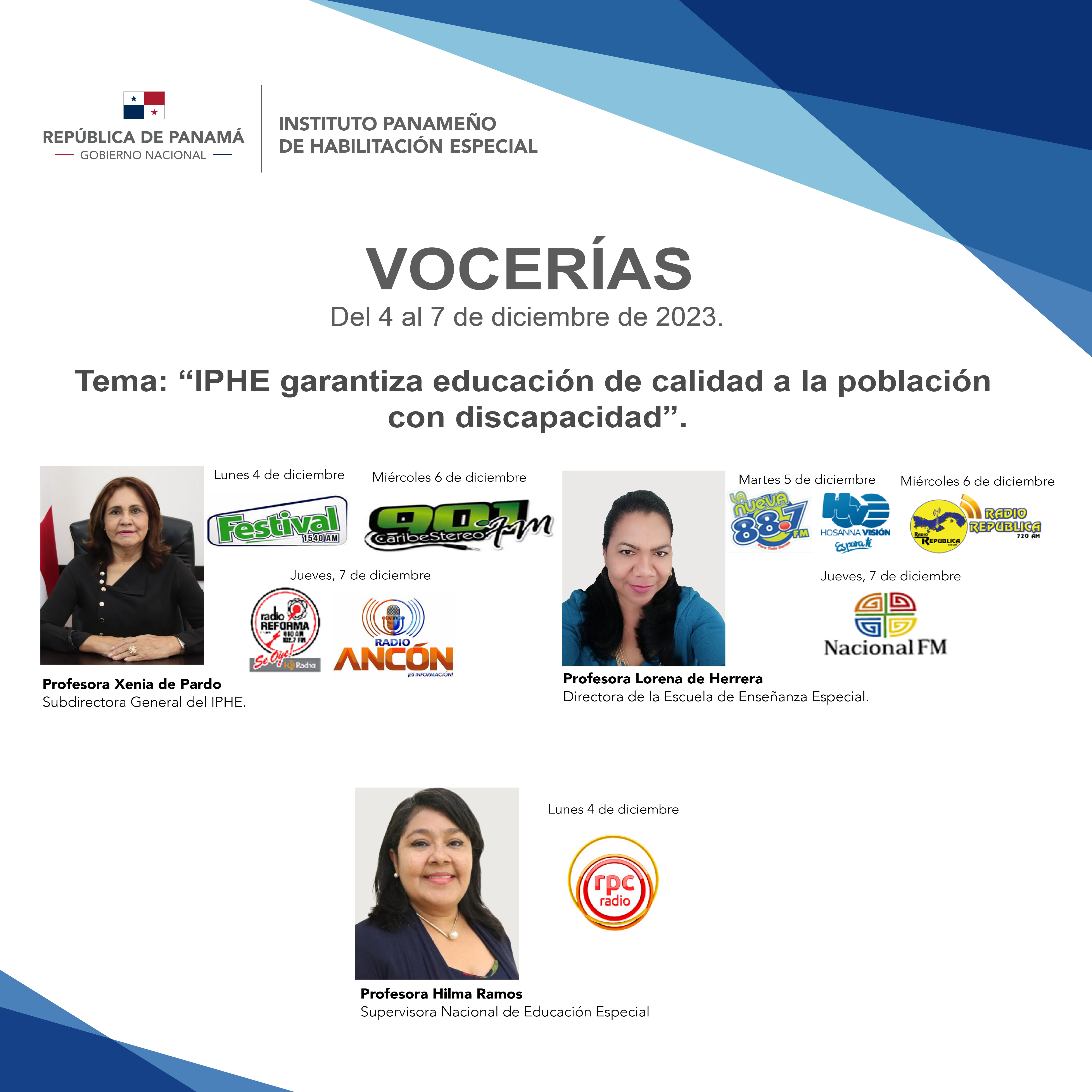 Vocerías del 4 al 7 de diciembre de 2023