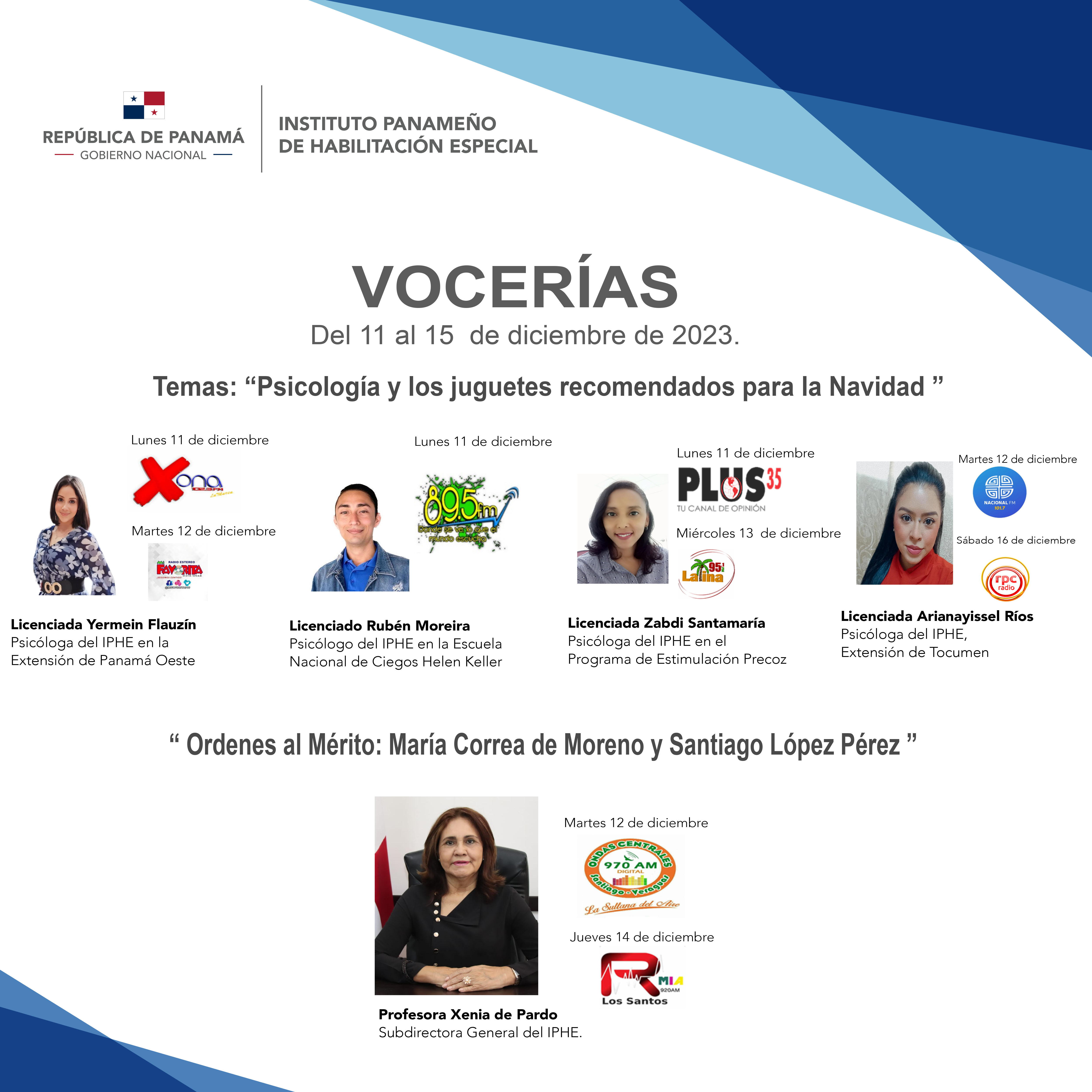 Vocerías del 11 al 16 de diciembre