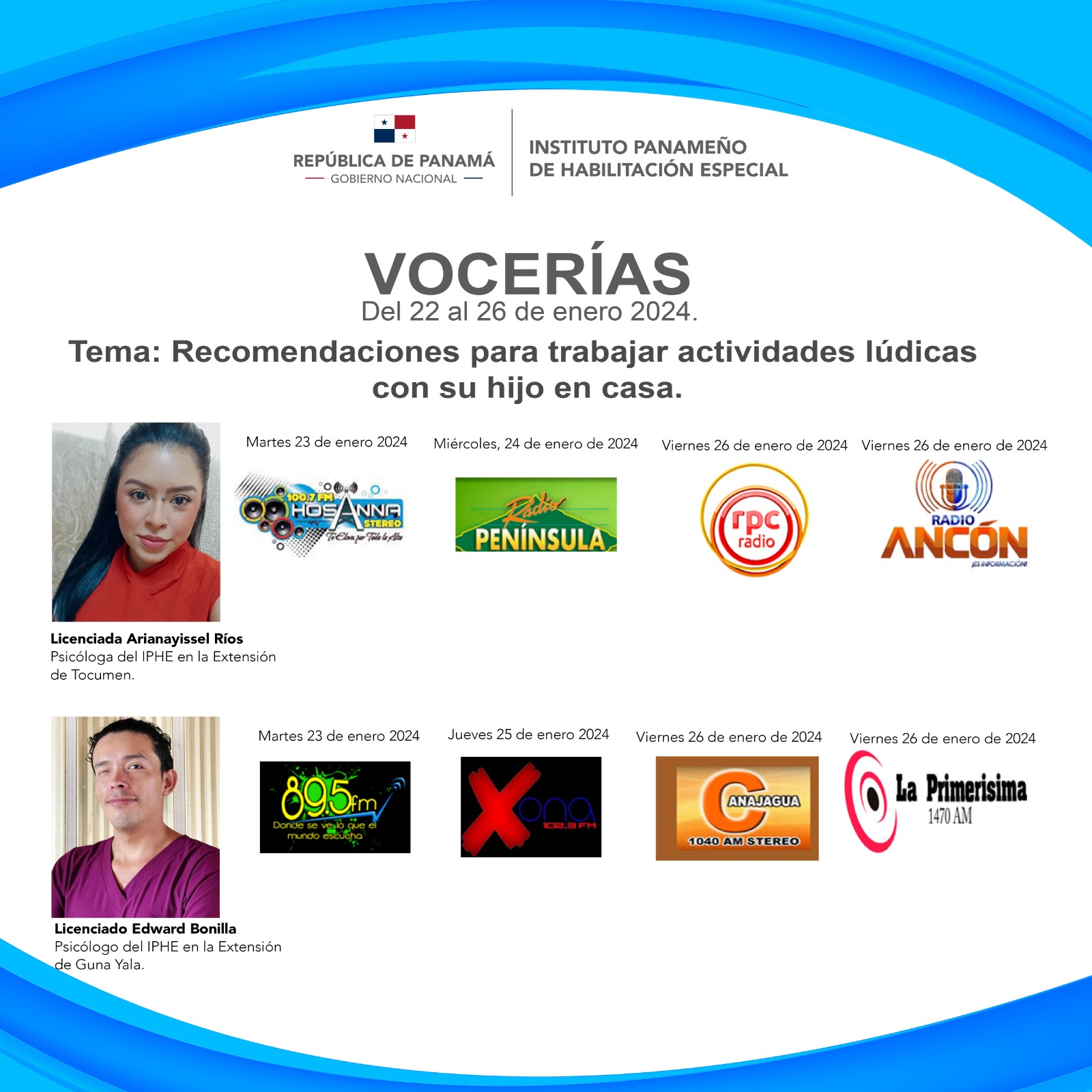 Vocerías del 22 al 26 de enero del 2024