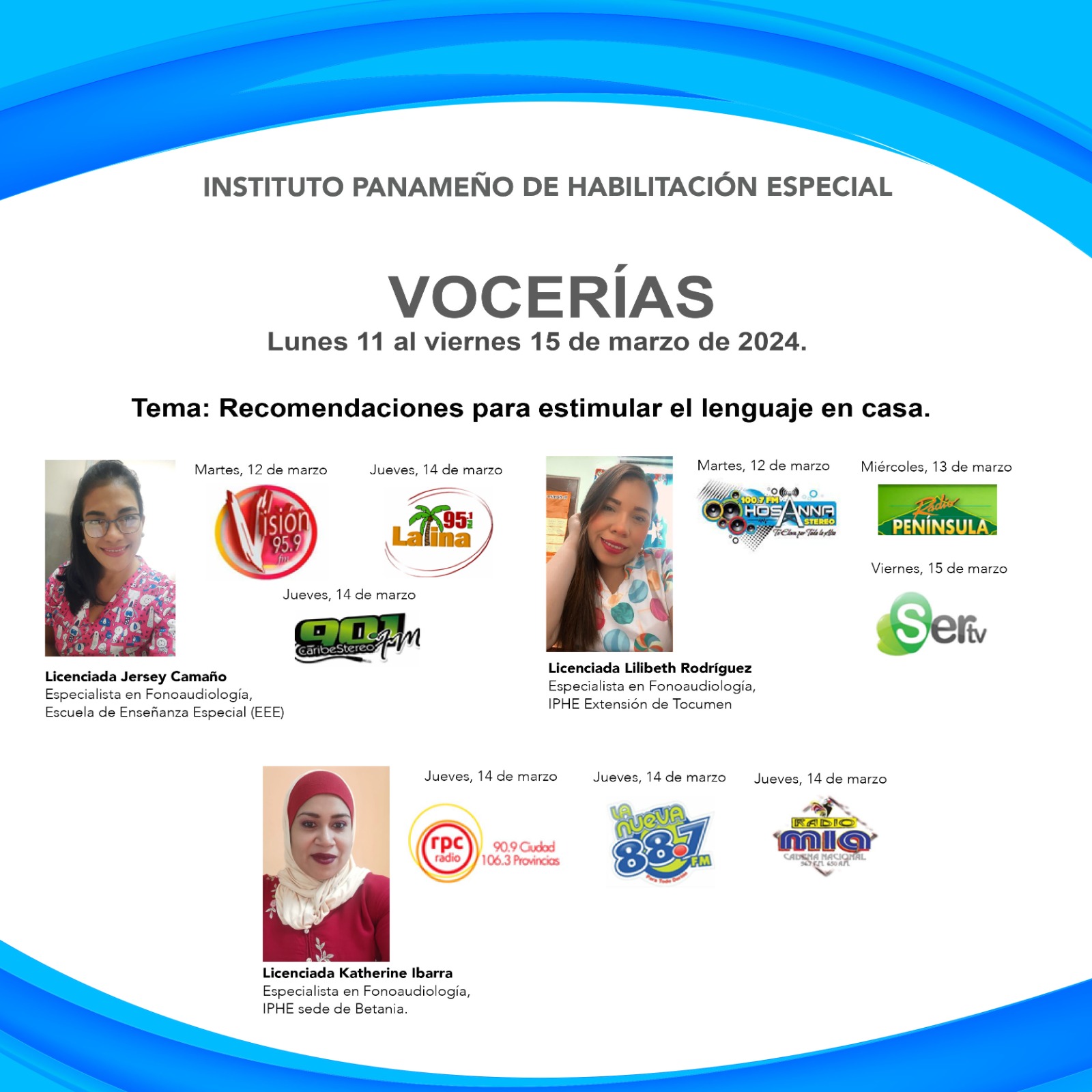 Vocerías del 11  al 15 de marzo del 2024