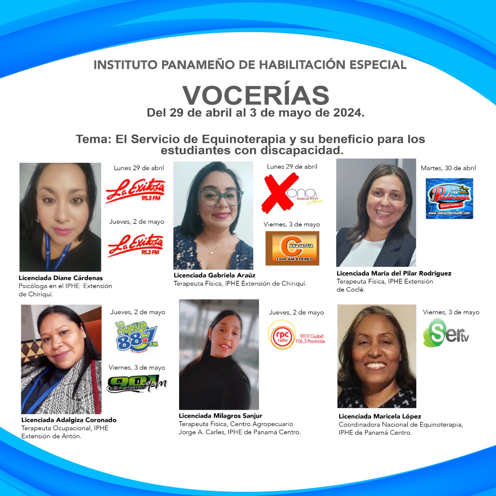 Vocerías del 29 de abril al 3 de mayo del 2024