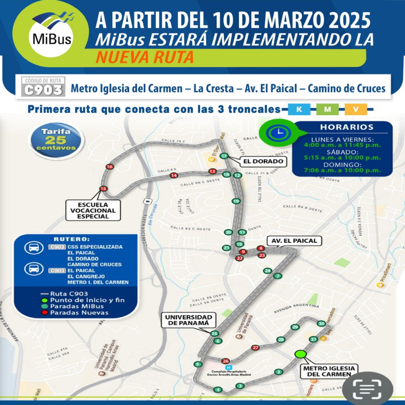 Nueva ruta de Mi Bus beneficiará a la comunidad educativa de Panamá Centro